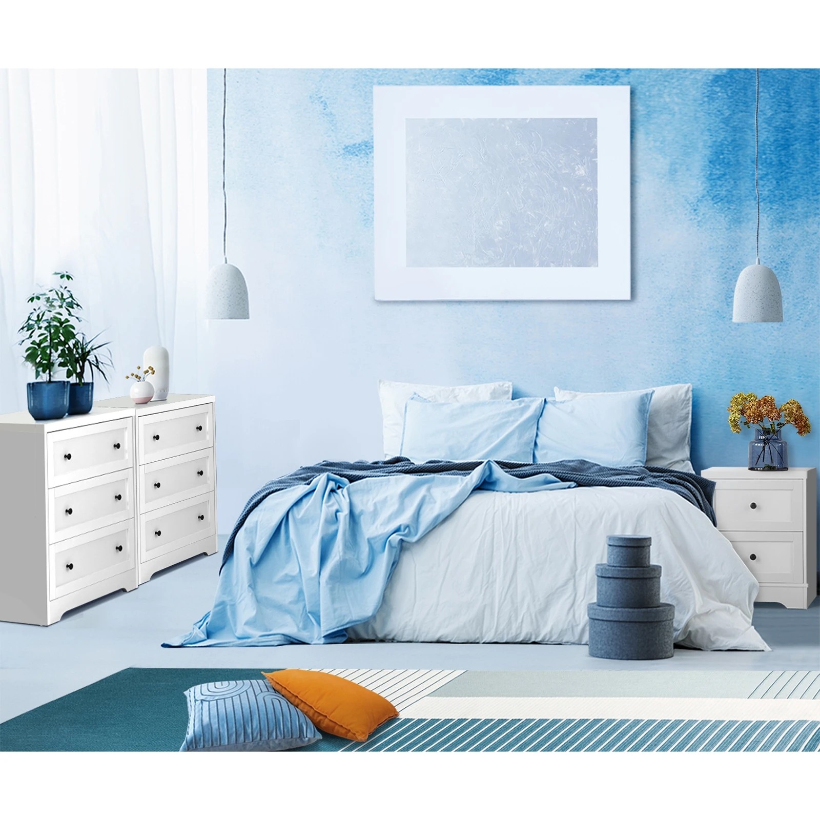 6 Oikiture Chest of Drawers 3 Drawers Tallboy Storage Cabinet - White, 6 of 8