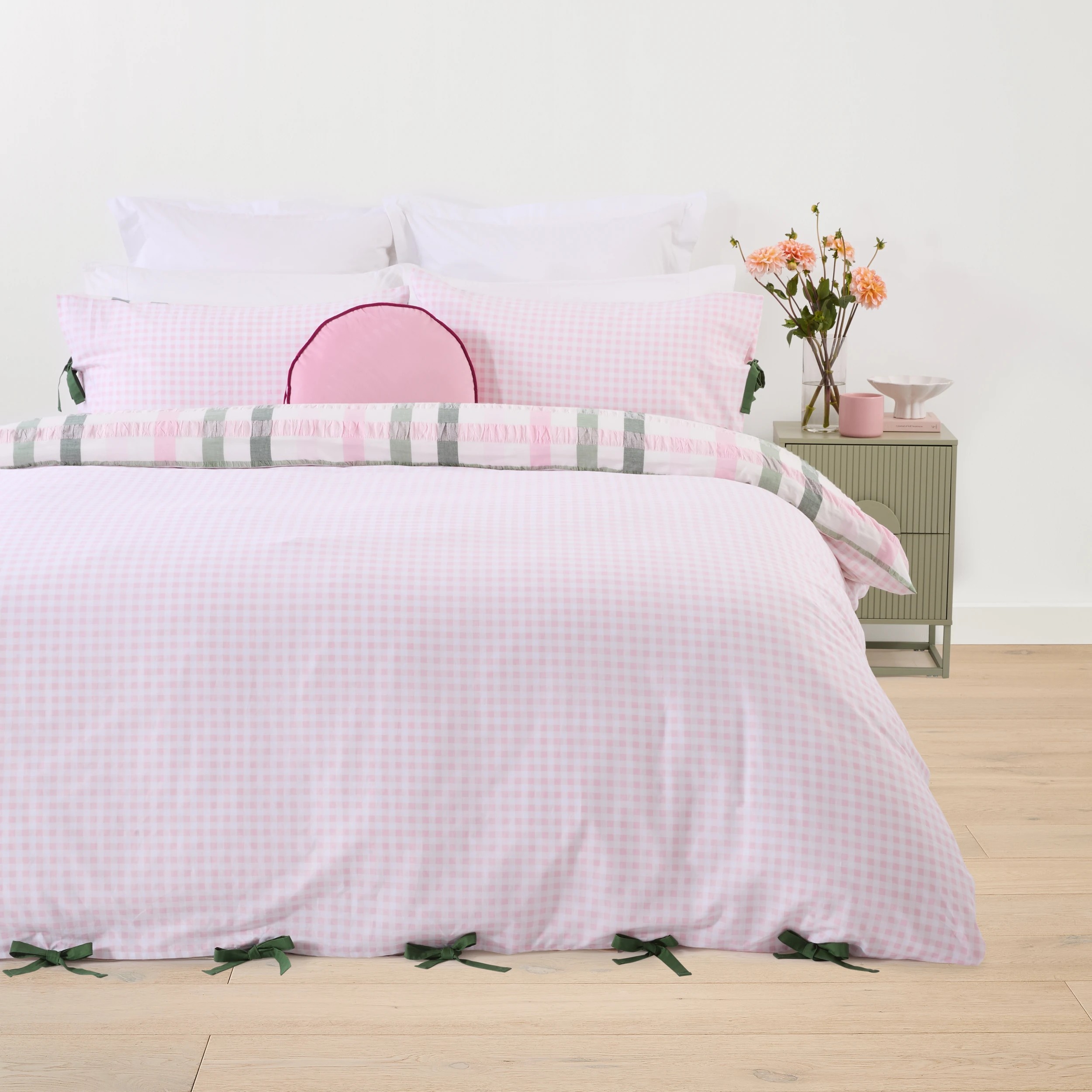 3 Cotton Quilt Cover Set - Double Bed, Olive, 3 of 9