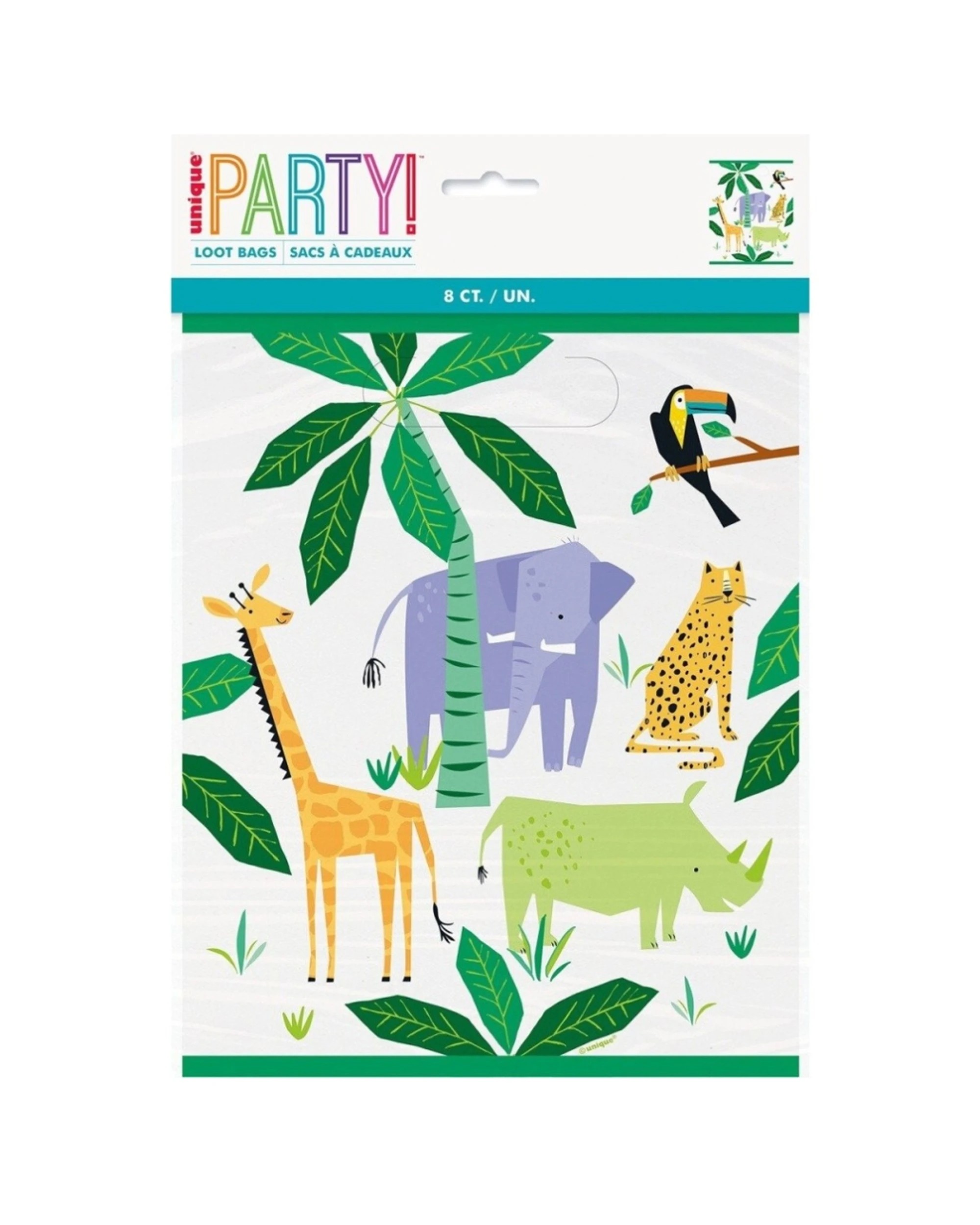 1 Meteor Party 8pc Loot Gift Bags Event Supplies Animal Safari - Multi, 1 of 1