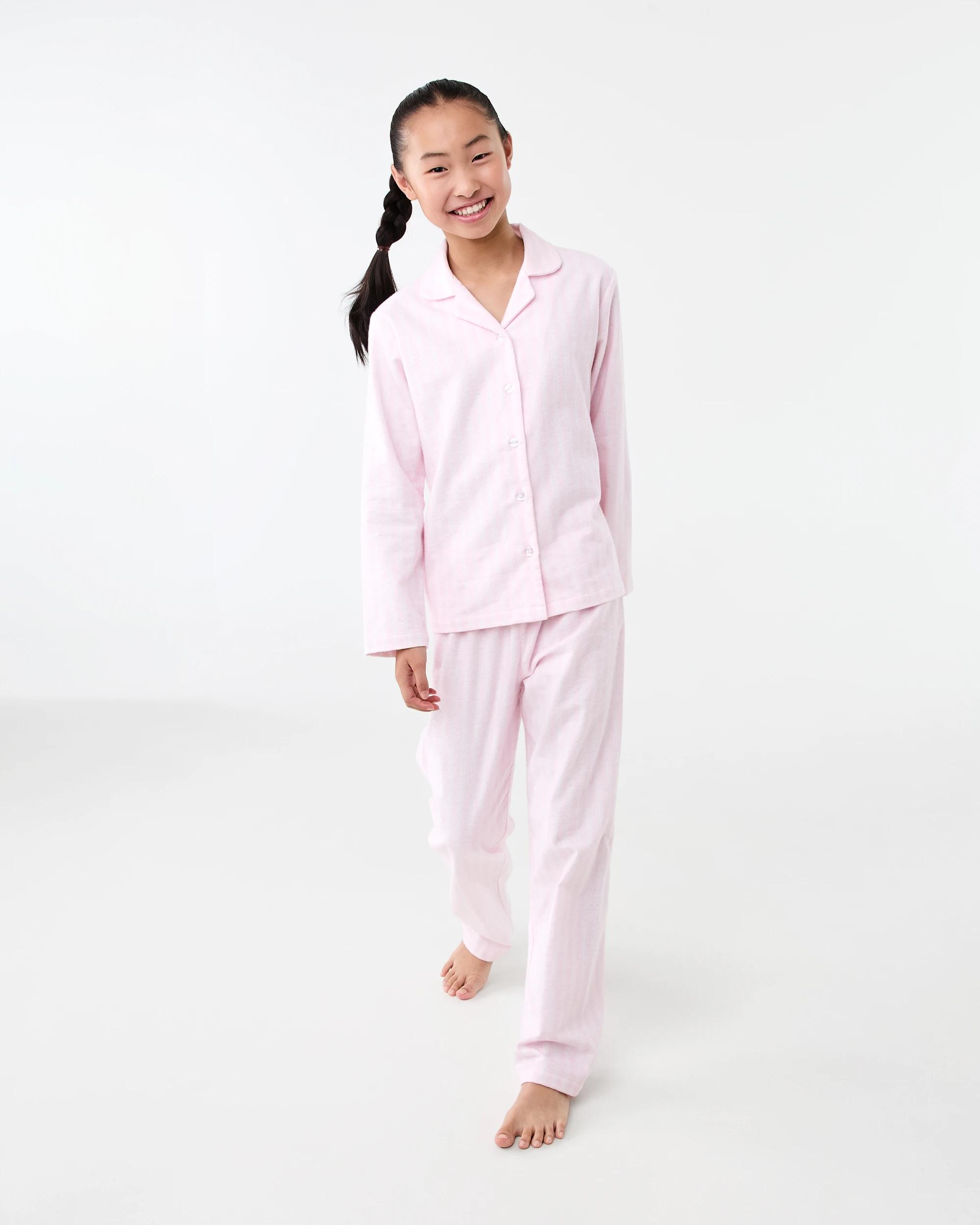 1 Flannel Pyjama Set Pnk Strp, 1 of 7