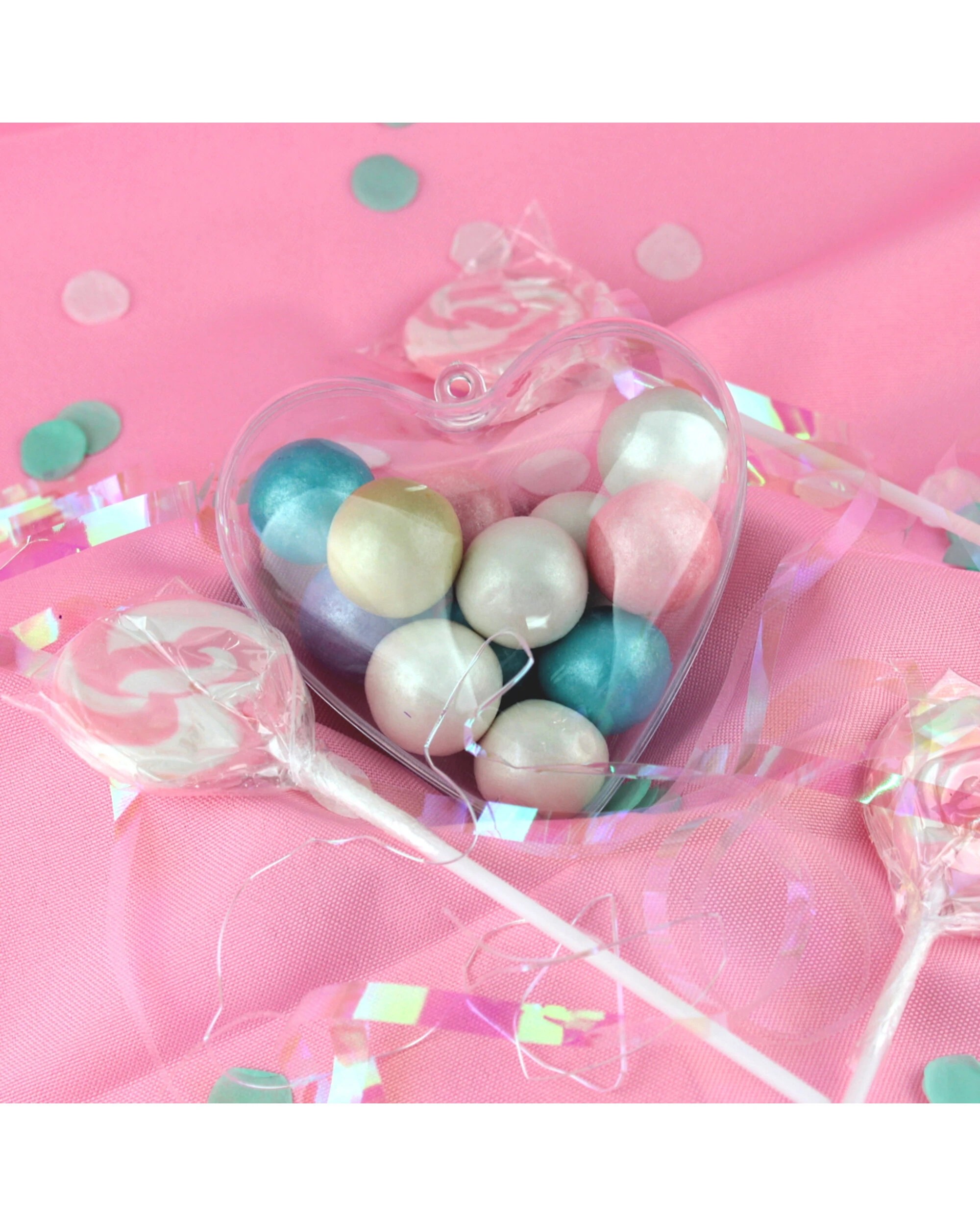 2 Party Maker Clear Plastic Fillable Heart 10cm, 2 of 5