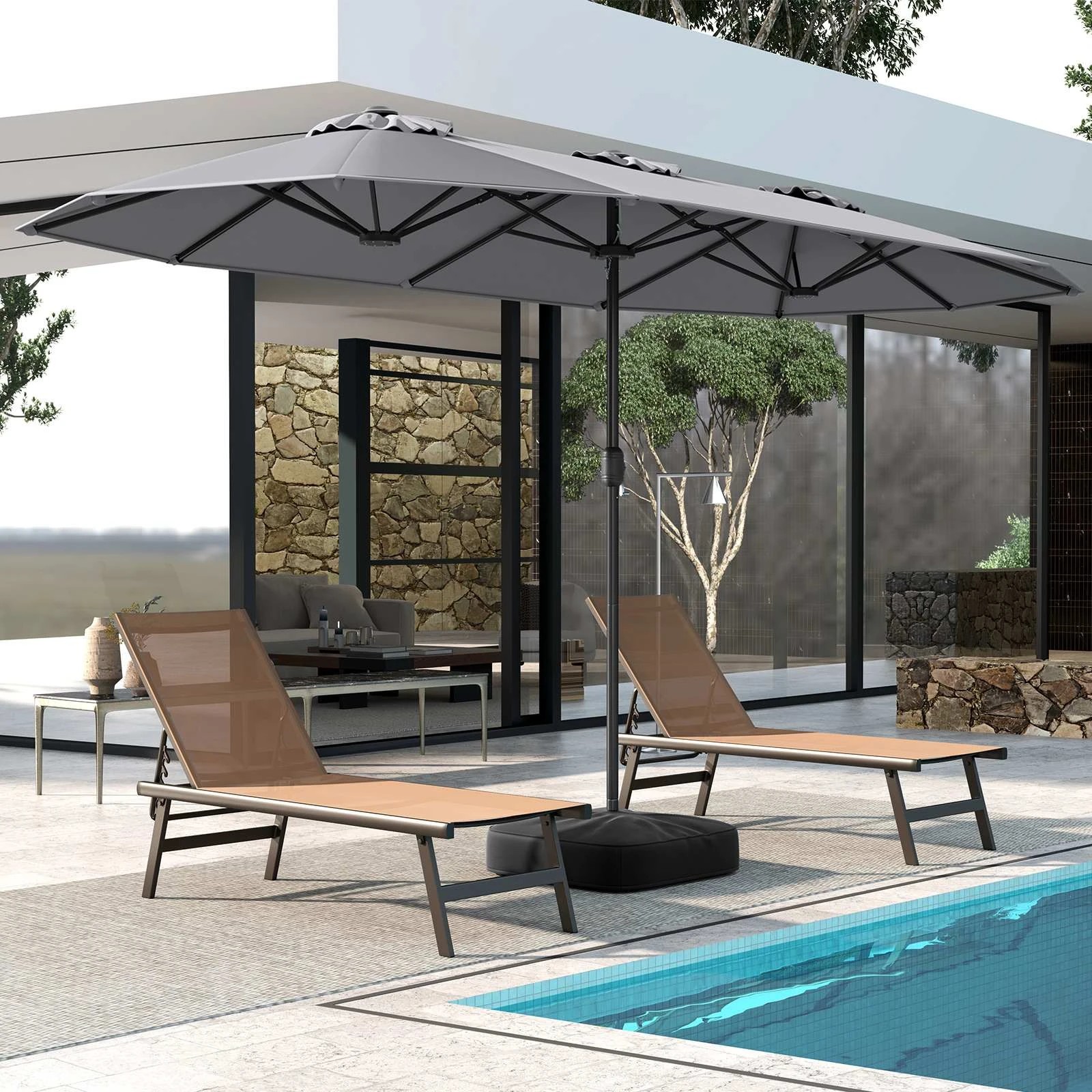 6 Costway Double-sided Patio Umbrella Extra Large Twin Table Umbrella, 6 of 6