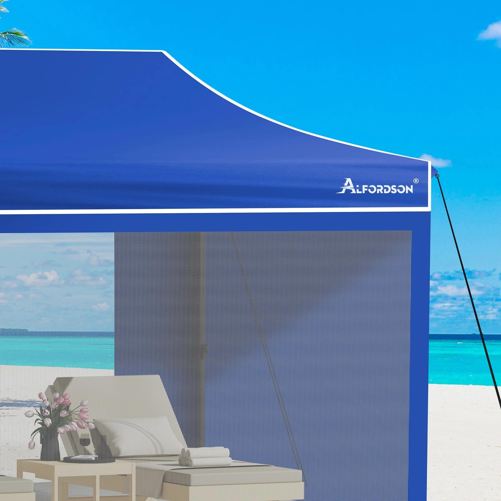 5 Alfordson Pop Up Marquee Side Wall Portable 3x4.5m Gazebo - Blue, 5 of 10