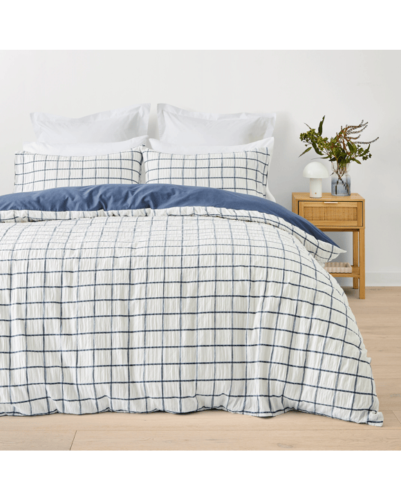 Rhys Check Cotton Quilt Cover Set - Double Bed