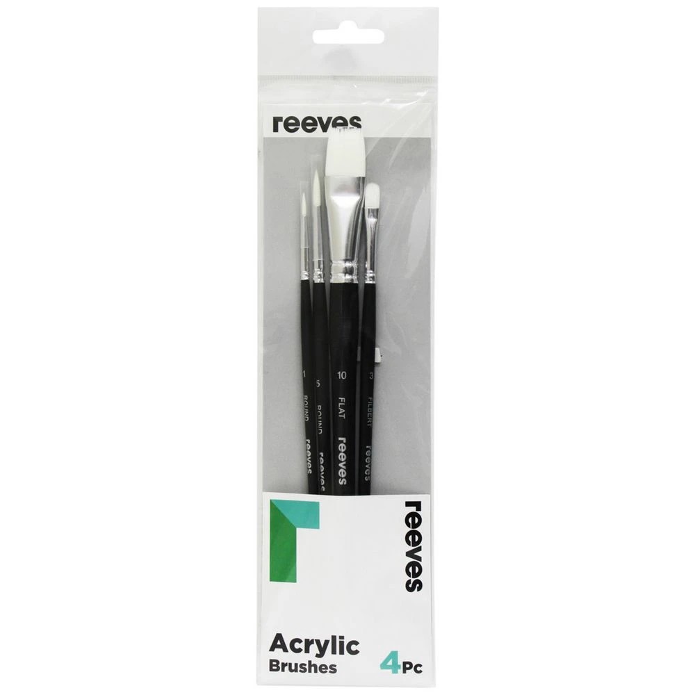 1 Reeves Acrylic Short Handle Brush 4 Pack, 1 of 1