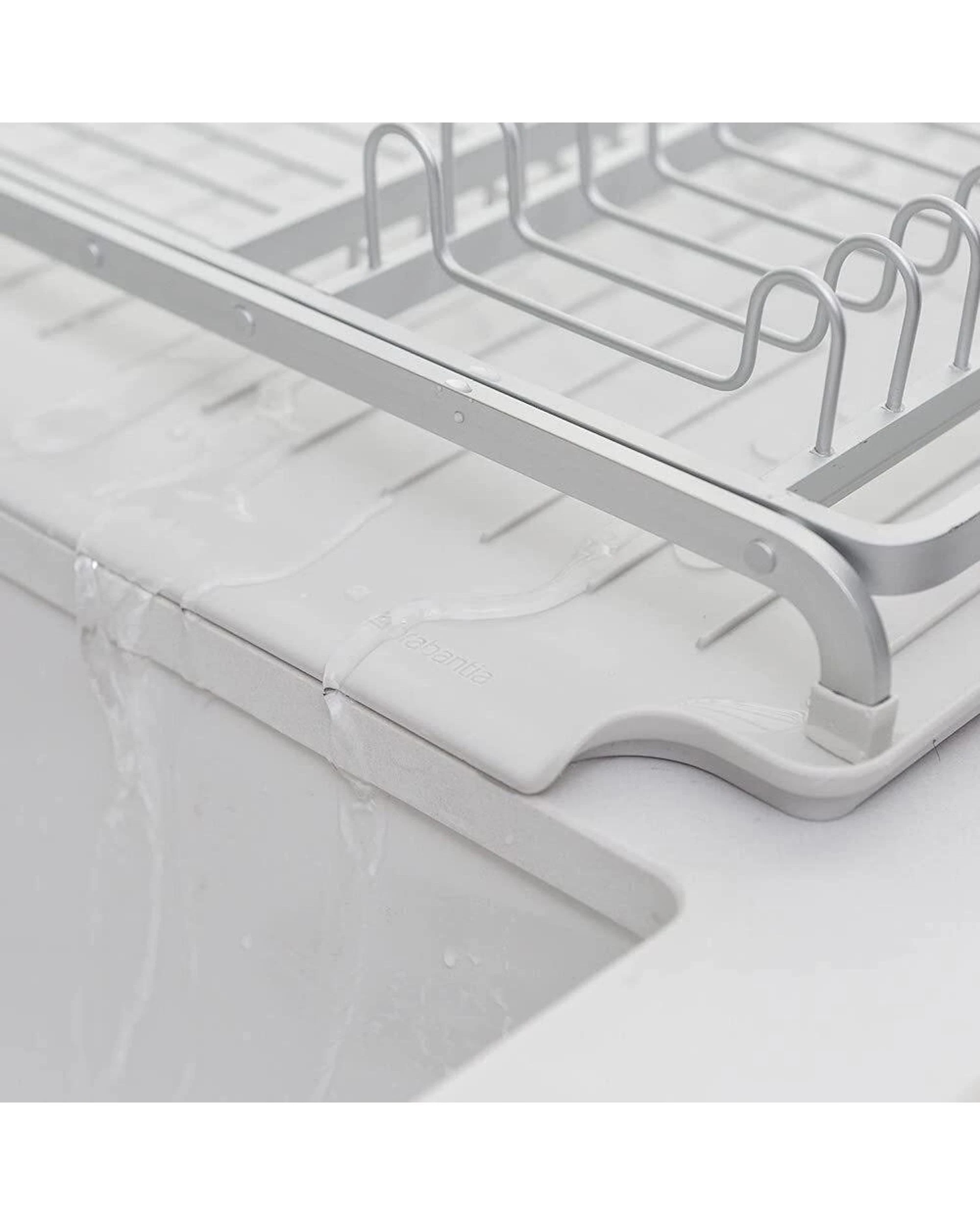 3 Brabantia Dish Drying Rack Kitchen Organiser w Utensils Holder  Drip Tray  Light Grey, 3 of 5