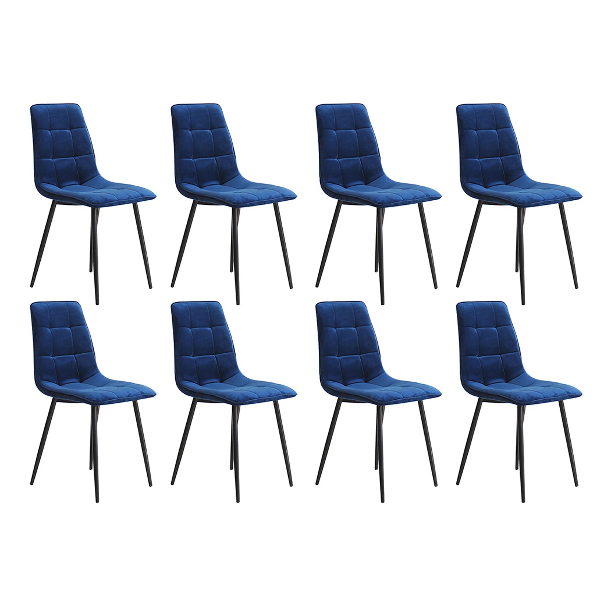 1 Levede 8x Dining Chairs Kitchen Velvet Chair Lounge Room Retro Padded Seat Blue, 1 of 8