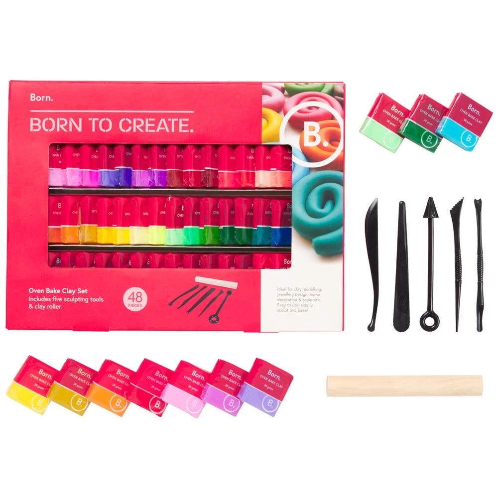 1 Born Polymer Clay Set with Tools 48 Pack, 1 of 6