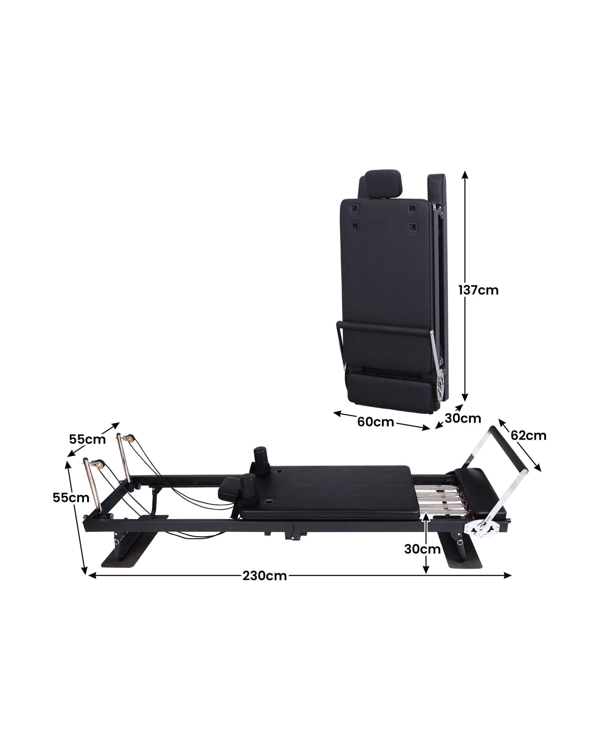 3 Powertrain Aria Pilates Reformer Machine Steel Foldable Home Gym Equipment Exercise Trainer Black, 3 of 6