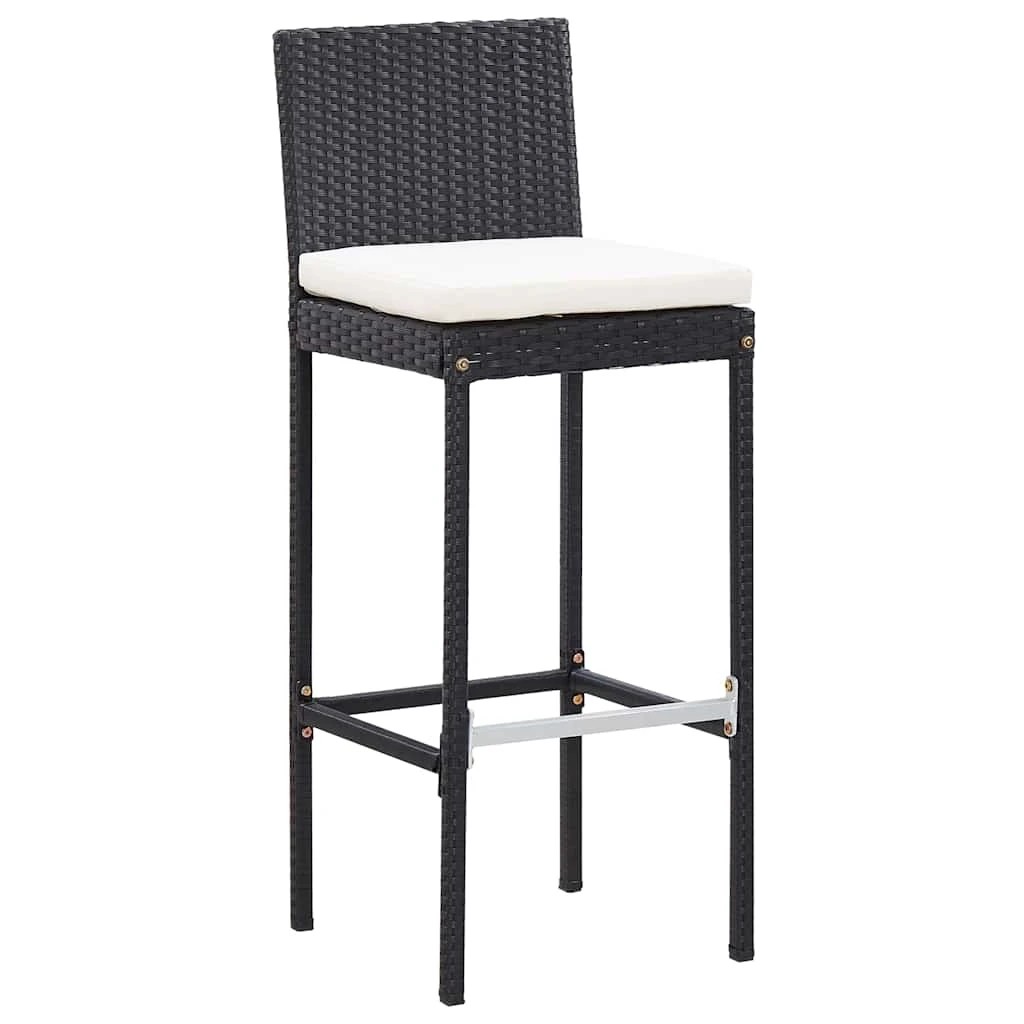 3 Vidaxl 7 Piece Outdoor Bar Set With Cushions Poly Rattan - Black, 3 of 8