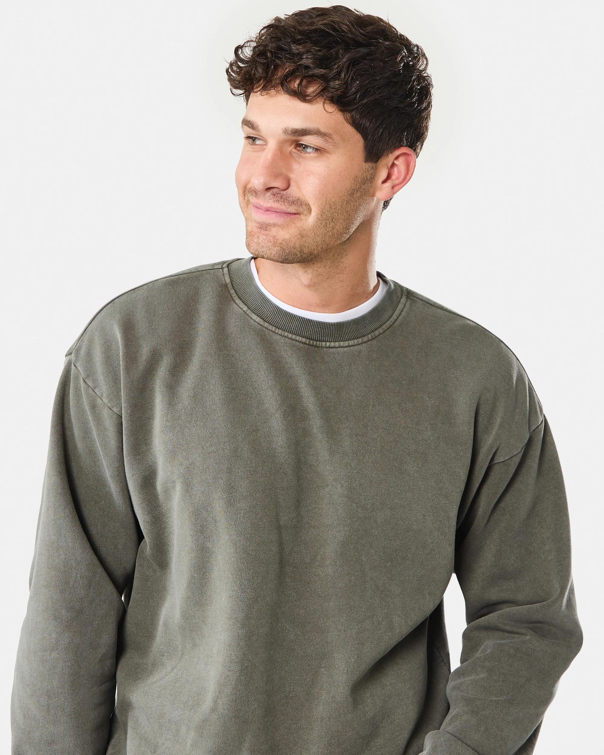 5 Garment Dyed Crew Neck Sweatshirt Grn Smkolv, 5 of 8