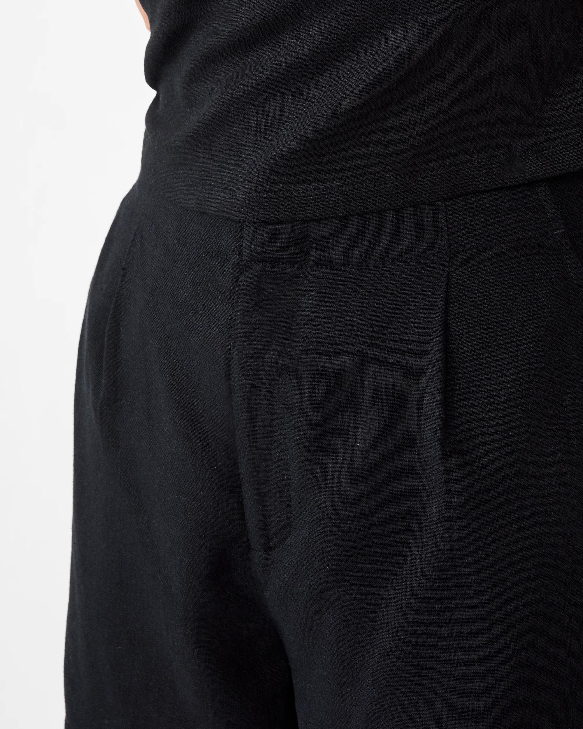 4 Linen Blend Tailored Shorts Black, 4 of 6
