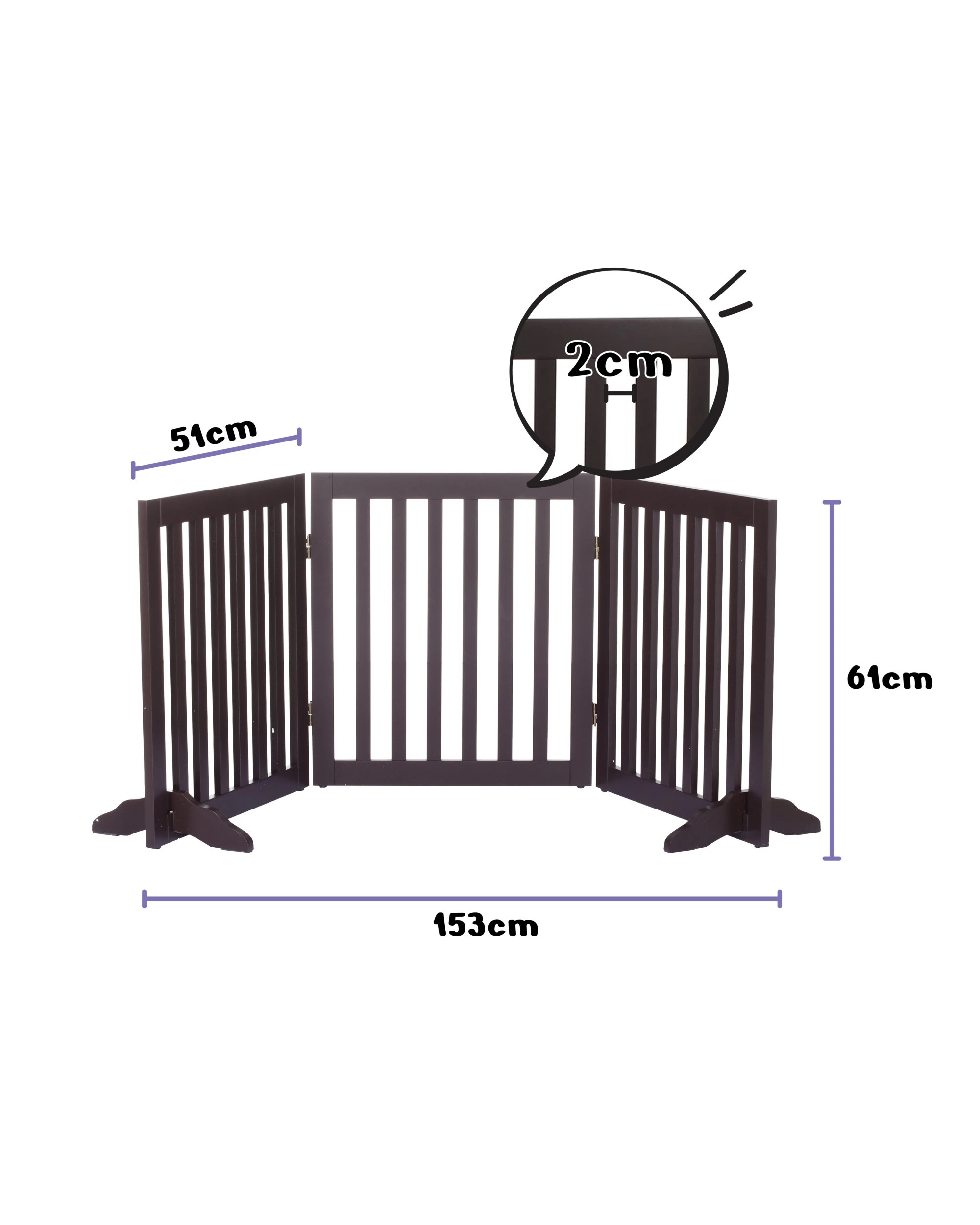 5 Charlie's Wooden 3 Panel Freestanding Dog Gate - Brown, 5 of 5