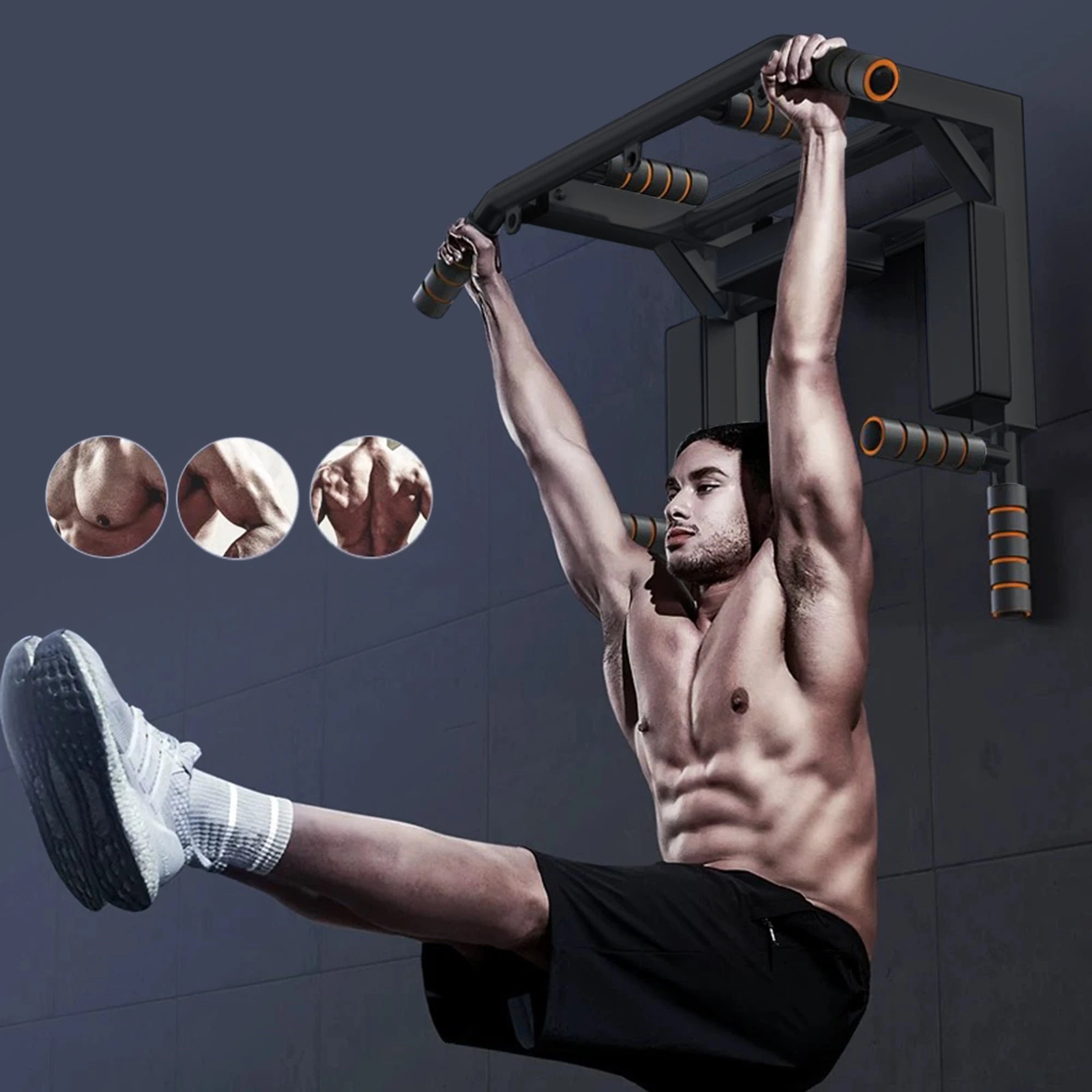 6 Fitness Master Heavy Duty 2 In 1 Chin Up Bar Multi Wall Mounted Adjustable Knee Raise Pull Up Chin Up Bar Dips Station, 6 of 10