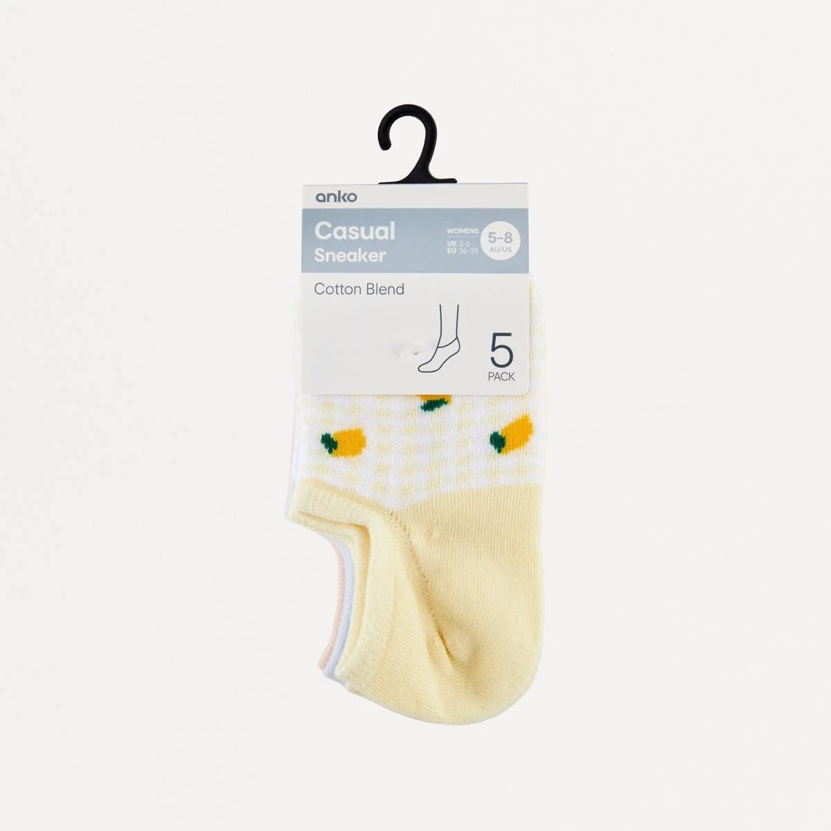 3 5 Pack Jacquard Sneaker Socks FRUIT CHECK MULTI PACK, 3 of 3