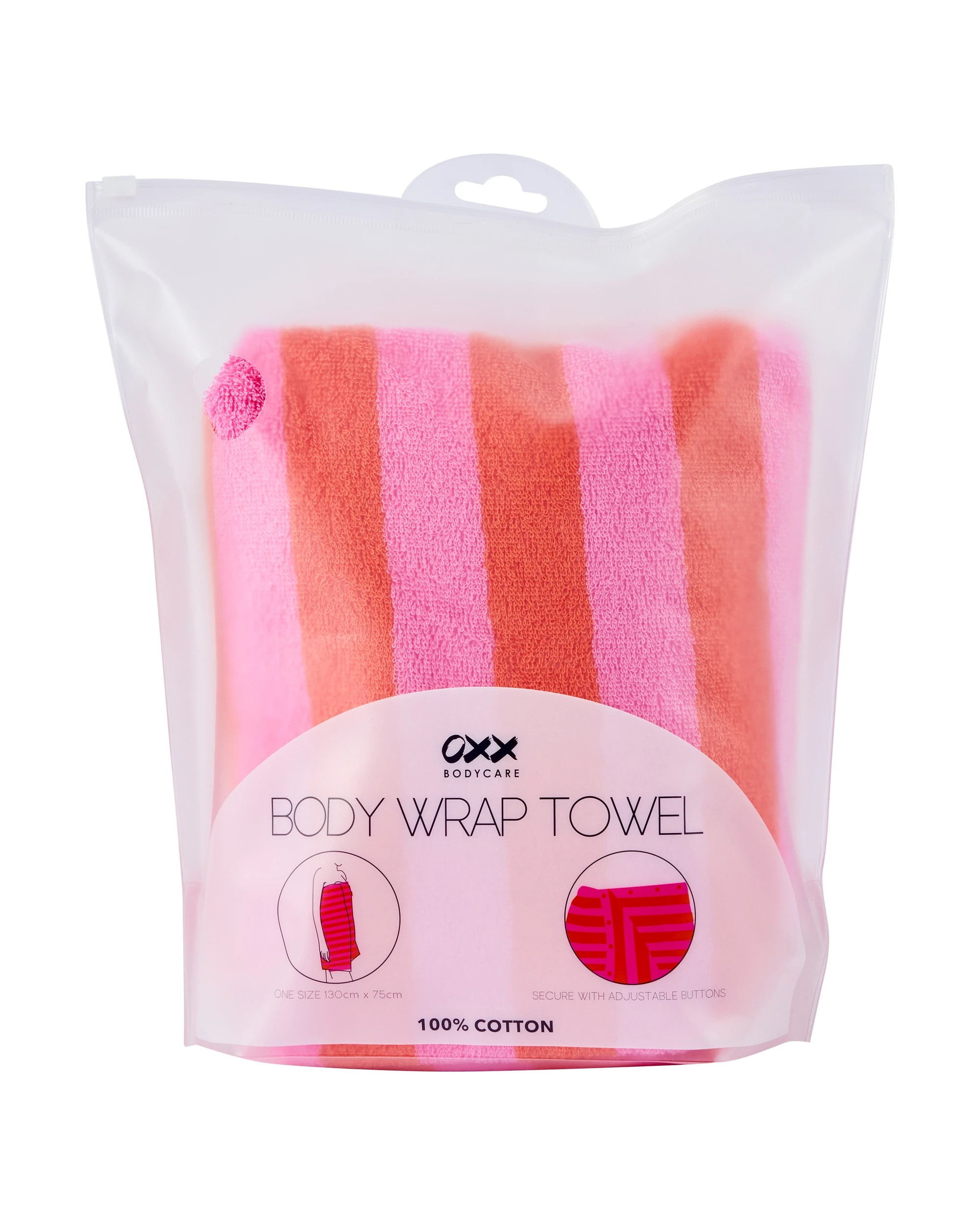 1 OXX Bodycare Cotton Body Wrap Towel - Pink and Orange, 1 of 5