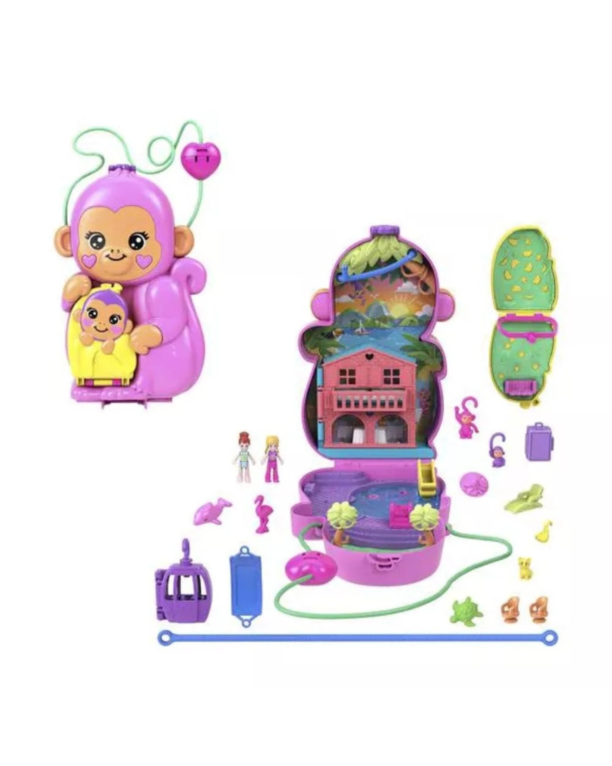 3 Polly Pocket Adventures In Rio Momma Monkey and Baby Playset, 3 of 8