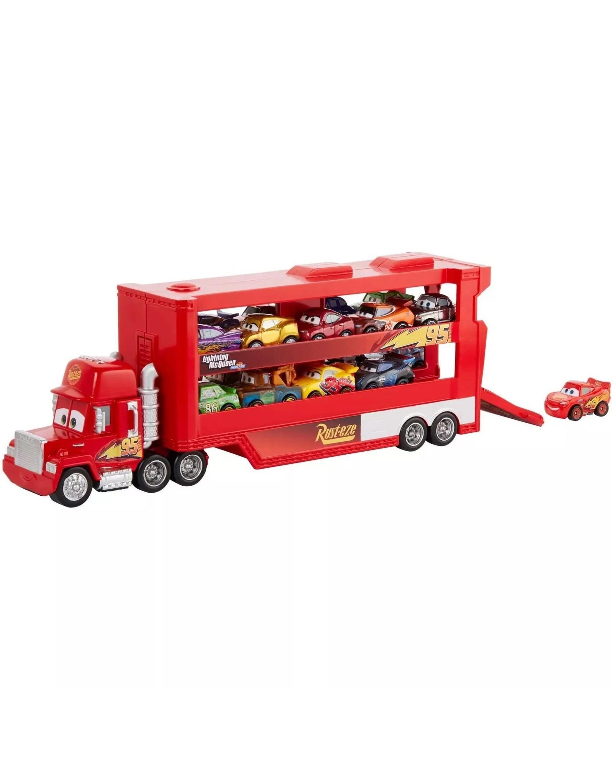 3 Disney Pixar Cars Mack Mini Racers Hauler With Lightning McQueen Diecast Car, 3 of 7