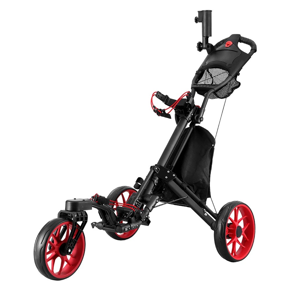 1 Everfit Golf Buggy Foldable Trolley Golf Cart Swivel Wheel Umbrella Bottle Stand - Red, 1 of 6