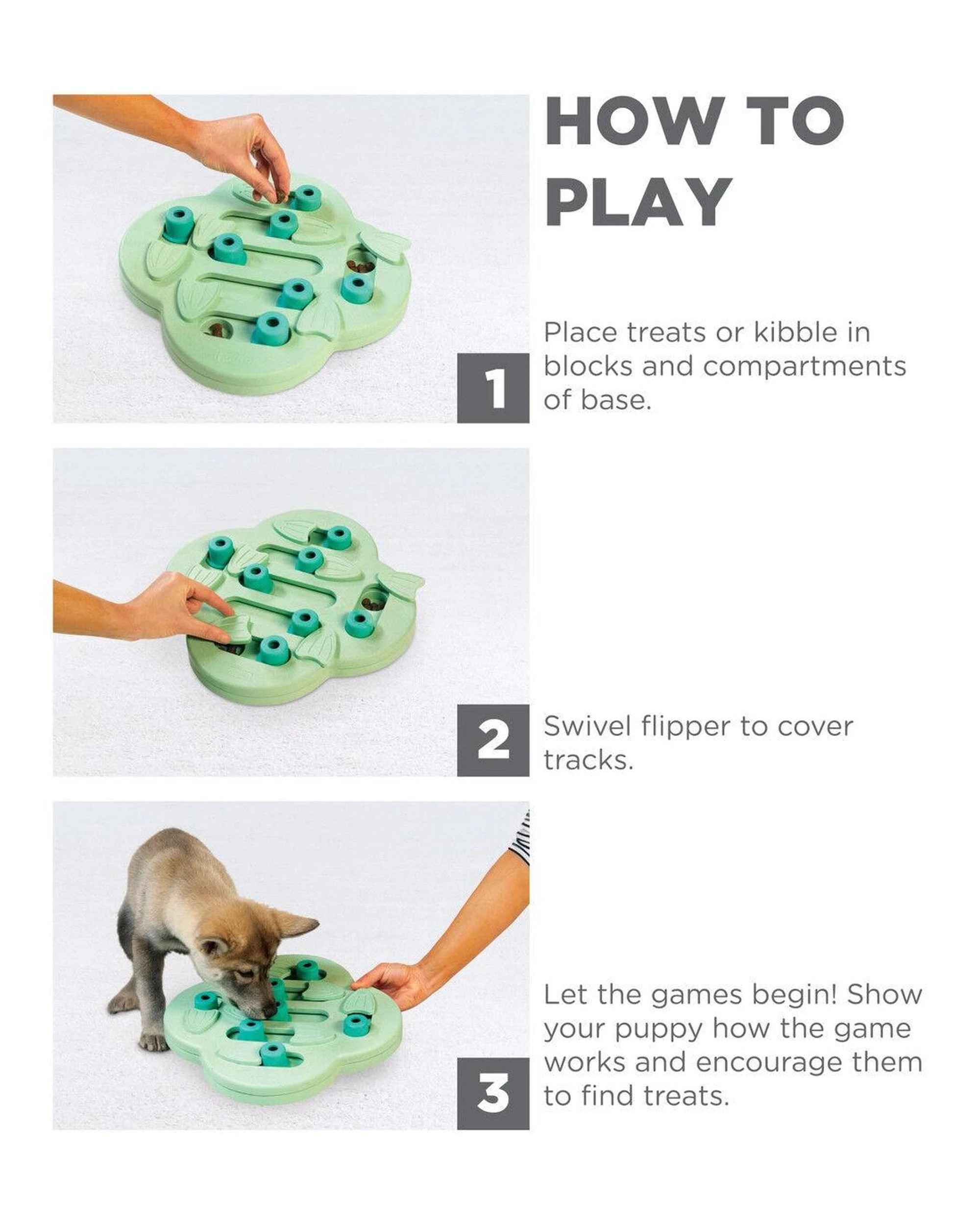7 Outward Hound Nina Ottosson Puppy Hide N Slide Treat Dispenser Dog Toy Green, 7 of 8