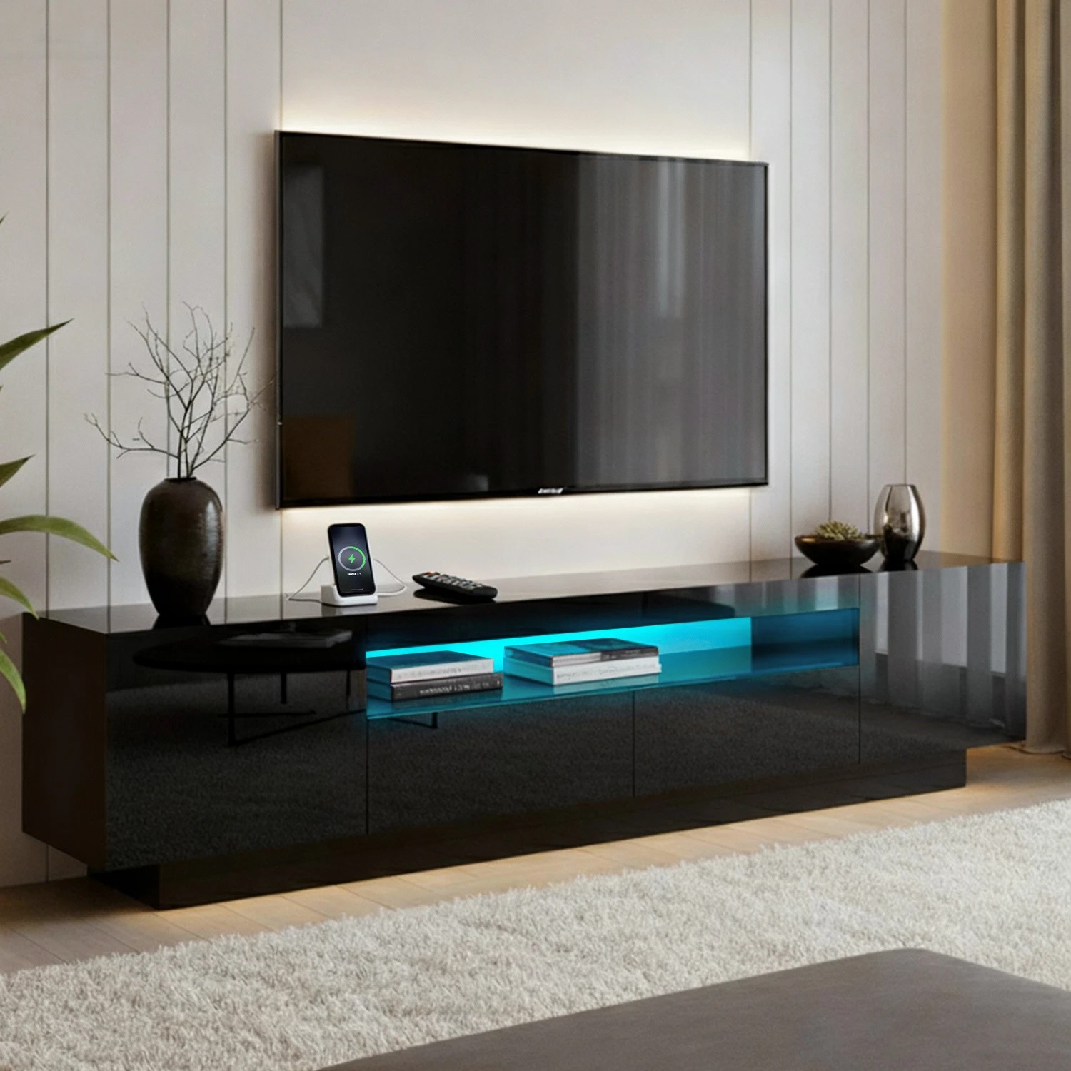 5 Artiss TV Unit Entertainment Unit Storage Drawer RGB LED 180cm - Black, 5 of 9