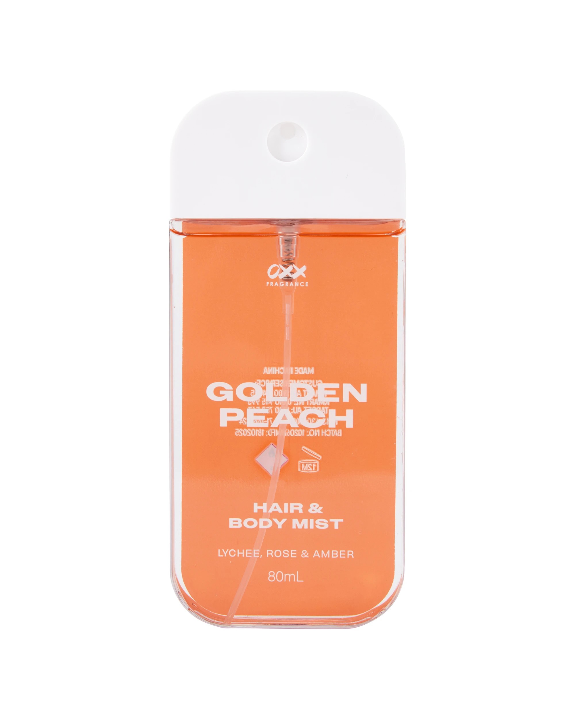 2 OXX Fragrance Golden Peach Hair and Body Mist 80ml - Lychee, Rose and Amber, 2 of 6
