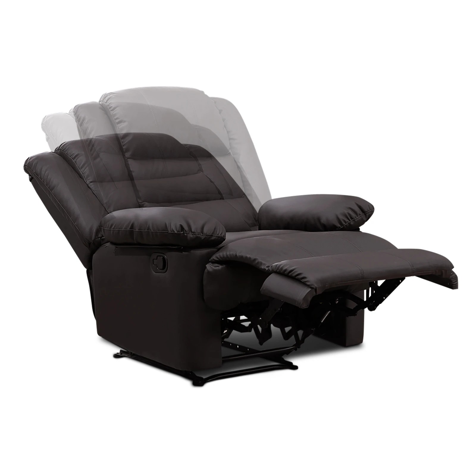 4 LUXDREAM Luxury PU Leather Recliner Chair Armchair Lounging Sofa - Brown - Brown, 4 of 7