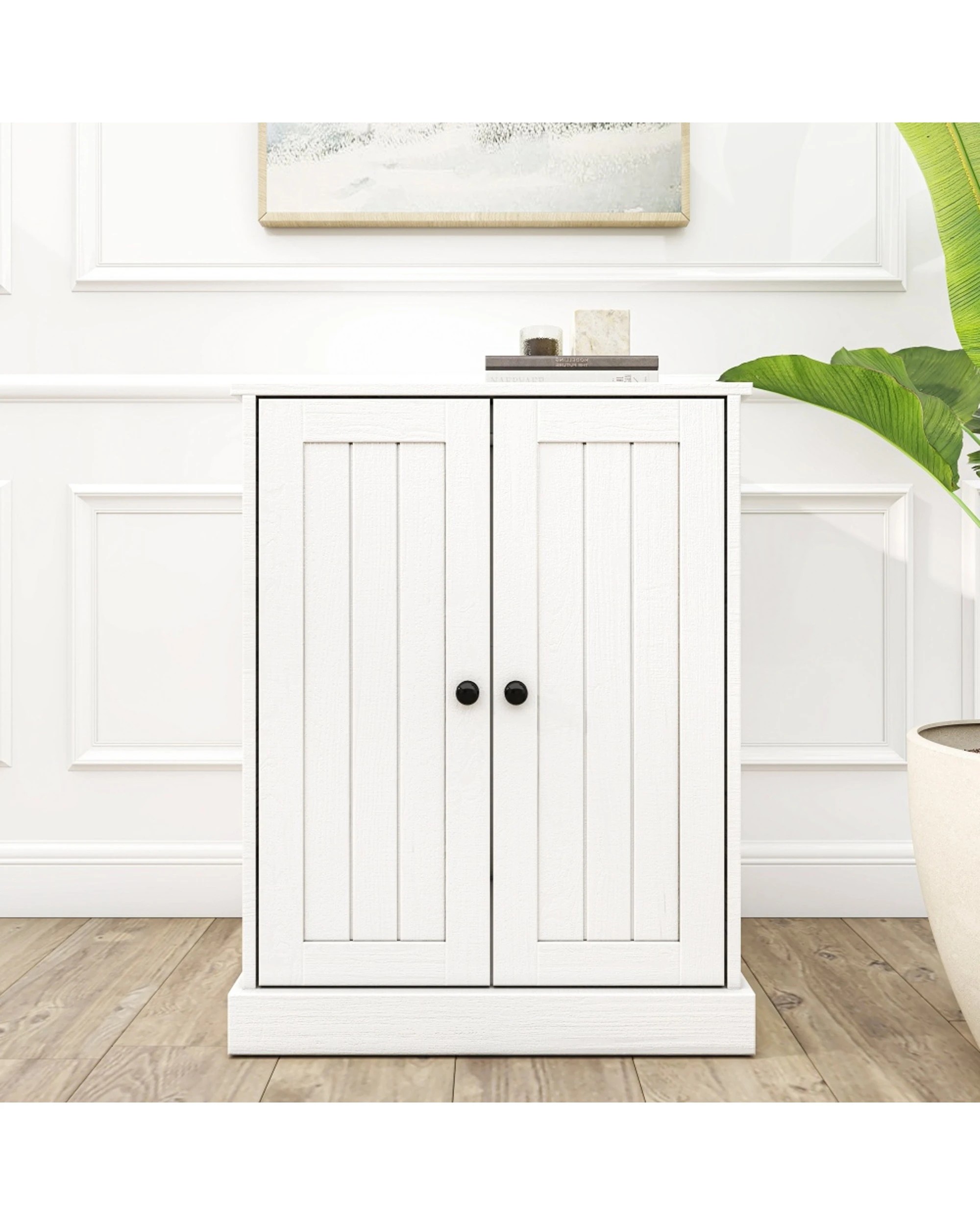 2 Alpine Bay Hamptons 2 Door Low Line Multipurpose Cupboard Storage Unit - White, 2 of 9