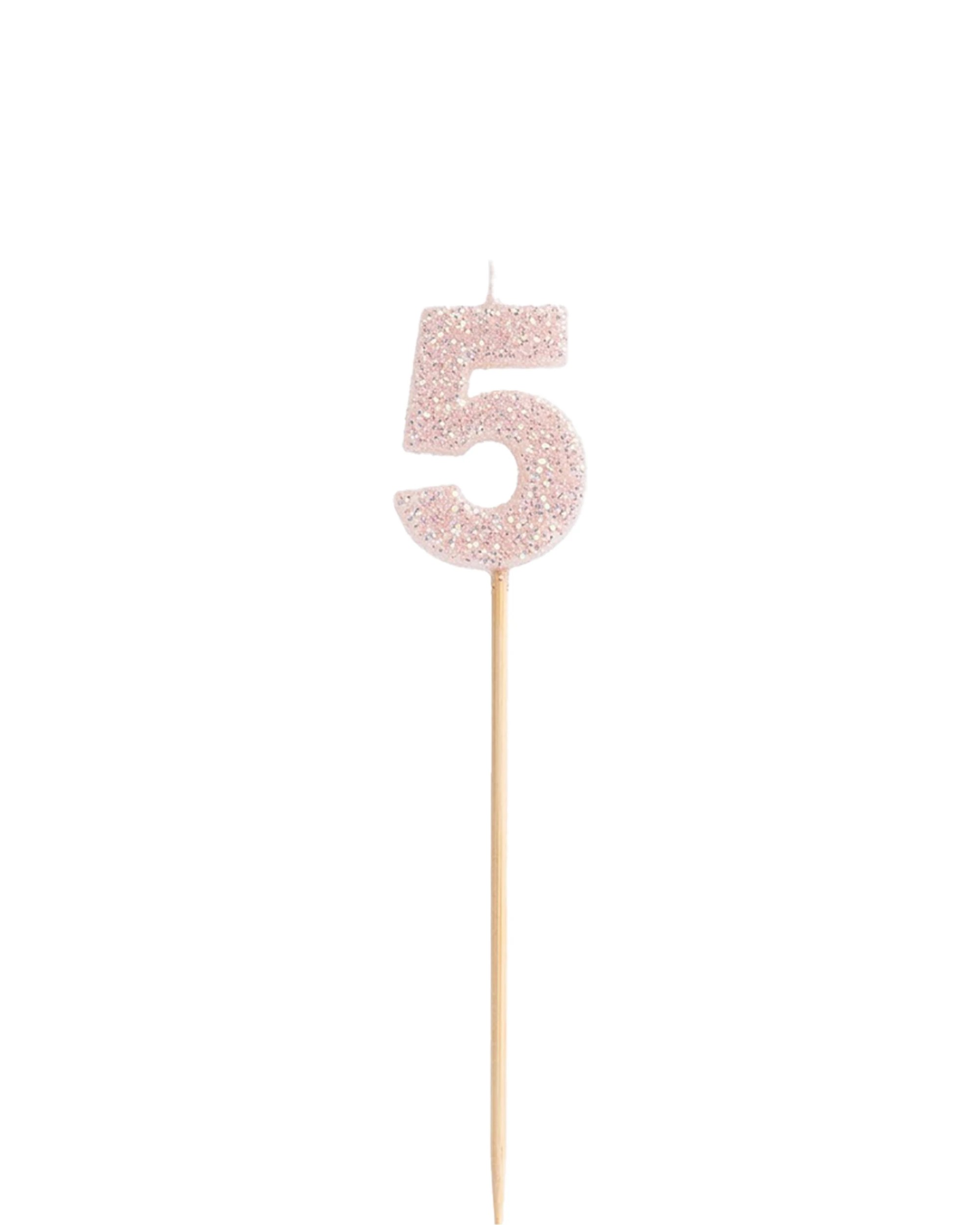 1 Alpen Candle Pearl Glitter Long Stick Number 5 Party Decoration - White, 1 of 2