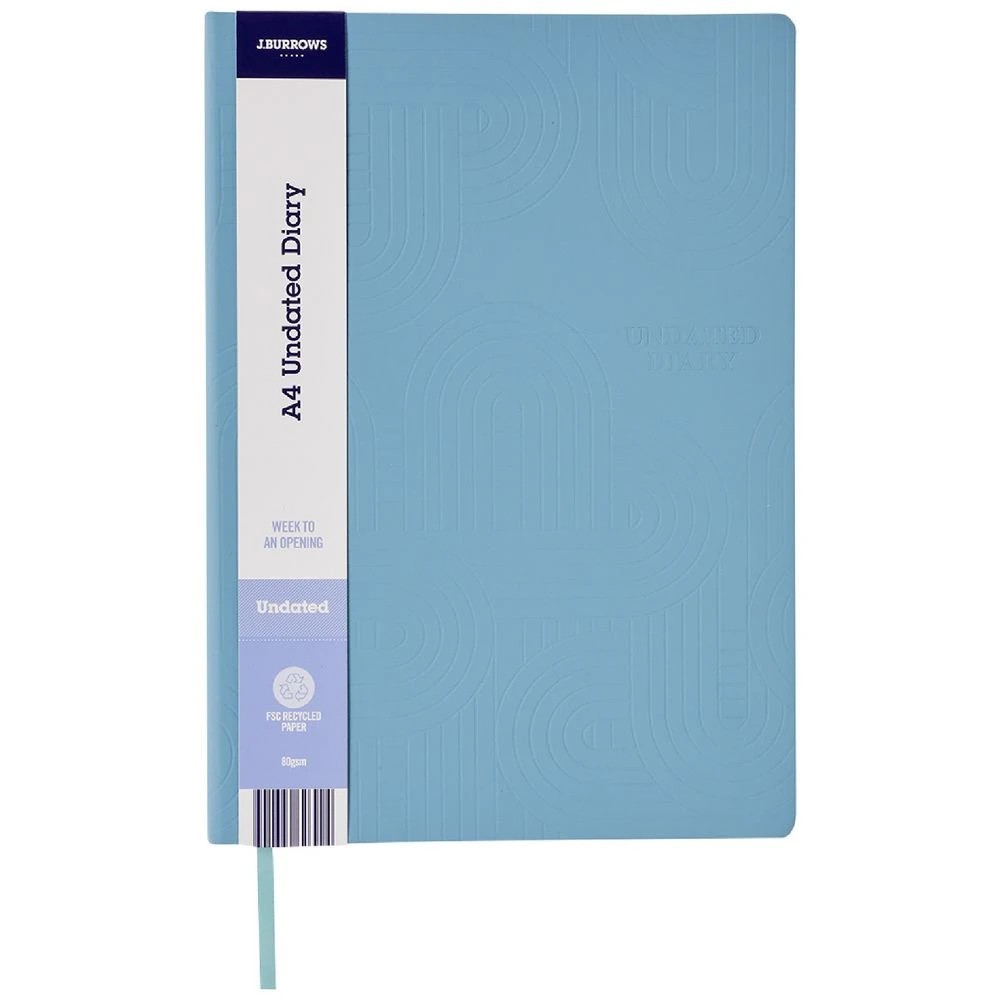 2 J.Burrows A4 Week to View 2025 Embossed Diary Blue, 2 of 8