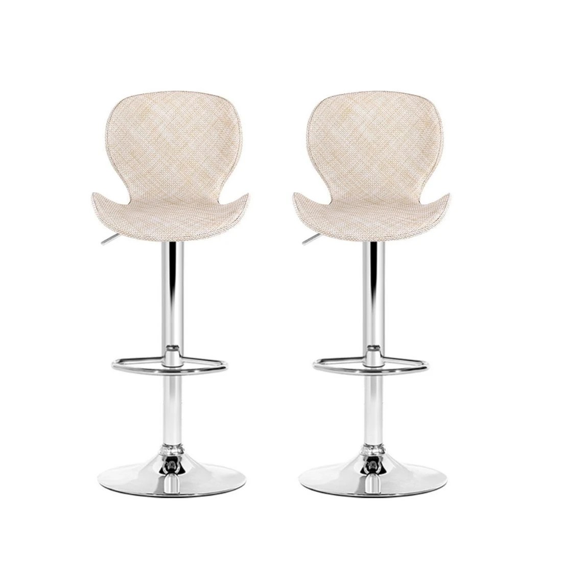 3 Artiss 2x Bar Stools Kitchen Swivel Gas Lift Counter Chair Wing PE Rattan - Beige, 3 of 6
