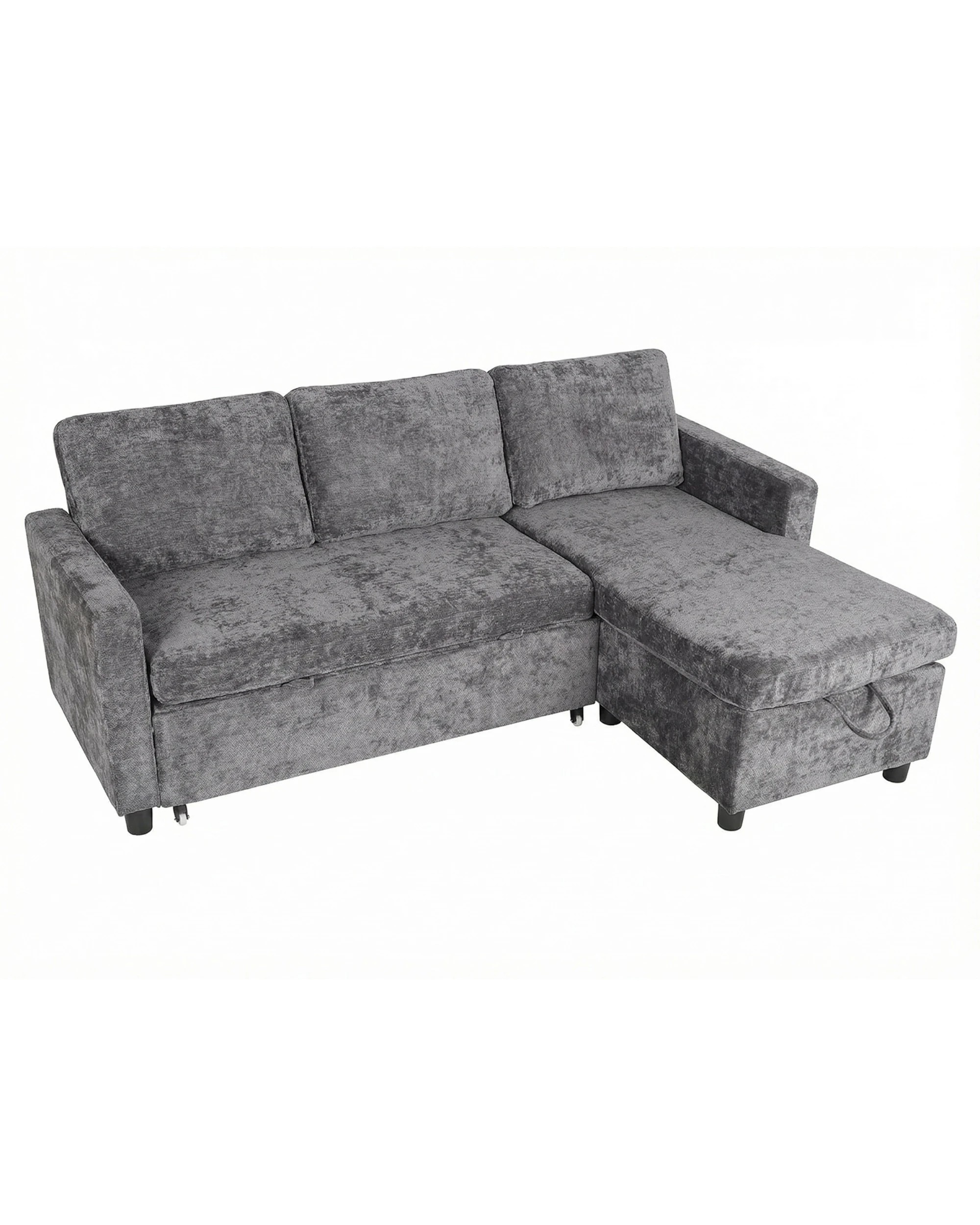 2 Advwin 194cm L Shape Convertible Sleeper Sofa Bed w/ Storage Chaise - Grey, 2 of 10