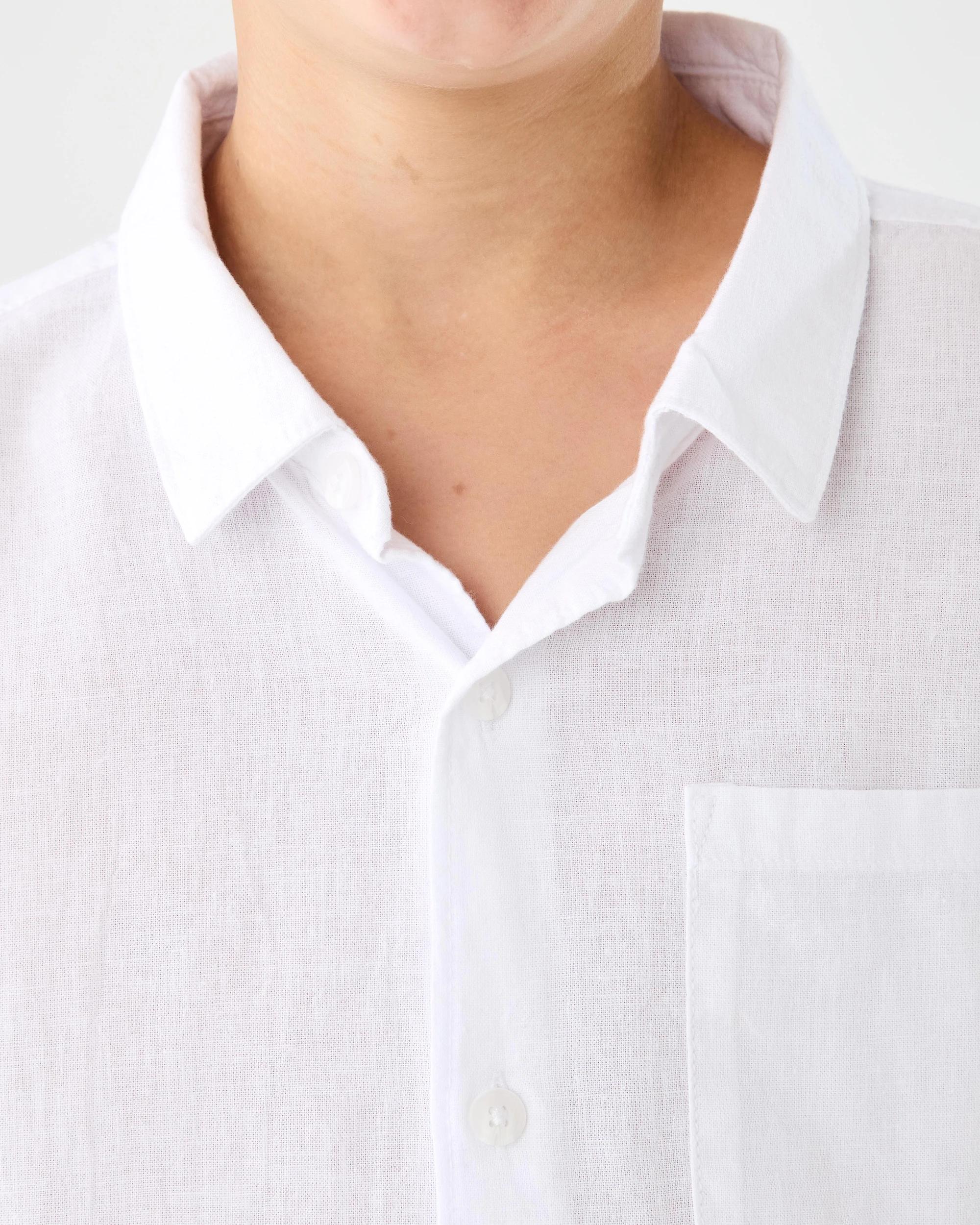 4 Short Sleeve Linen Shirt White, 4 of 8