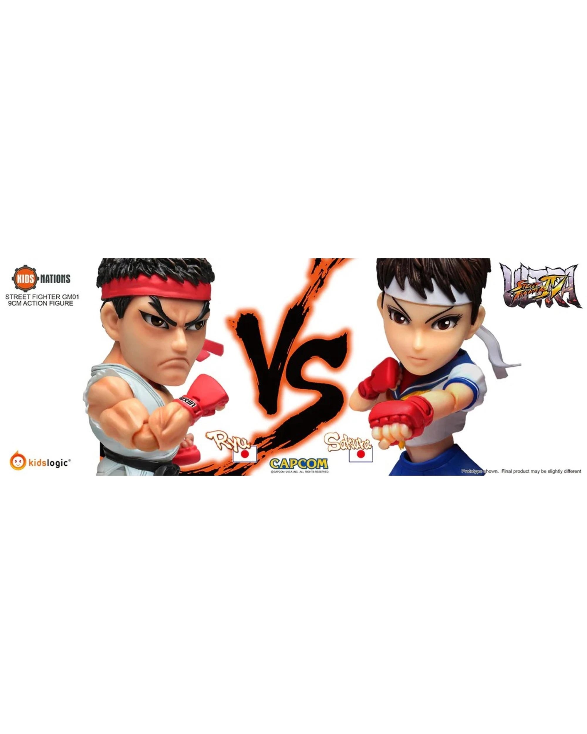3 Kids Nations Street Fighter GM01 Ryu vs Sakura Action Figure Set, 3 of 10