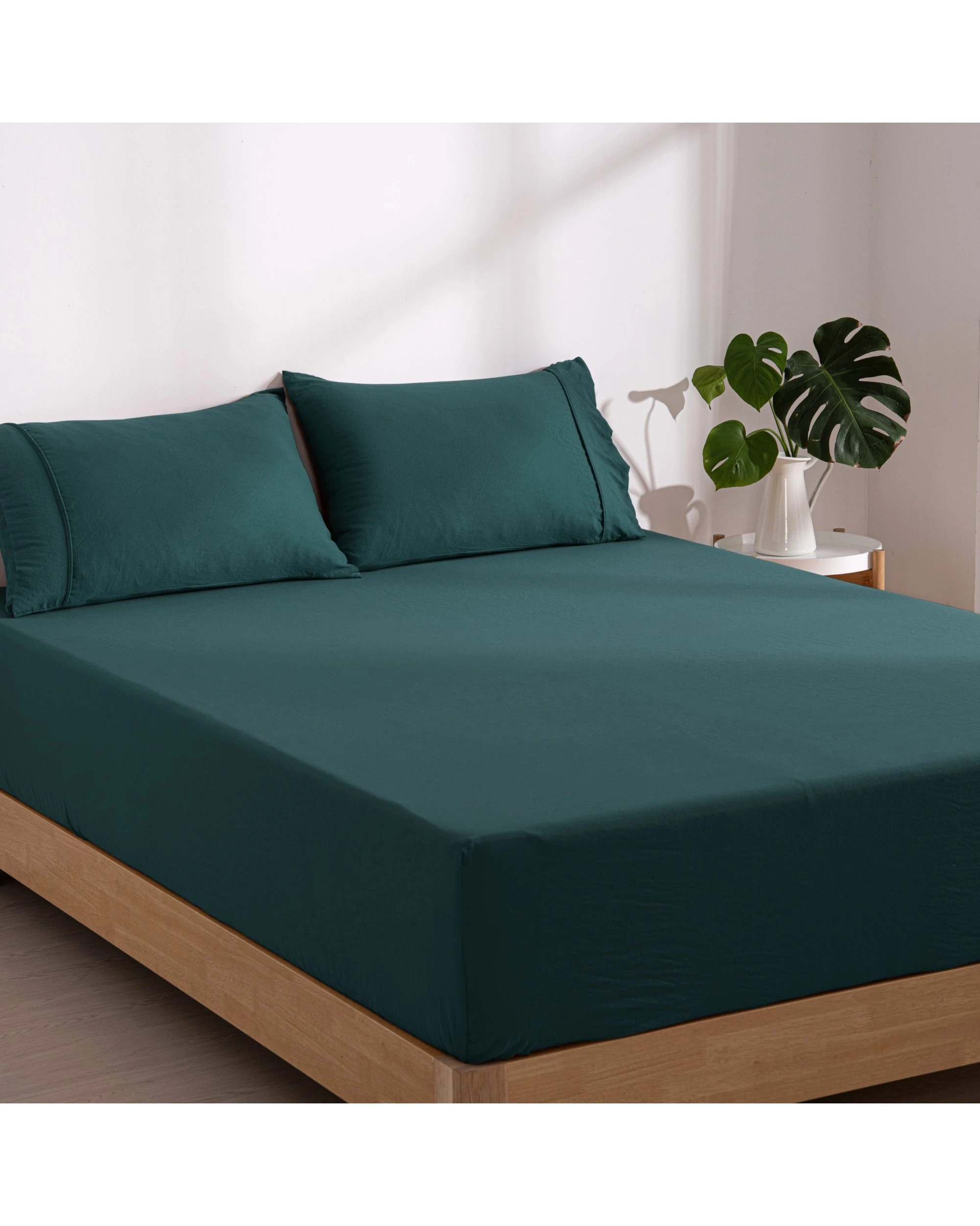 2 Dreamaker Superfine Washed Microfibre Combo Fitted Sheet Set - Single Bed - Teal, 2 of 10