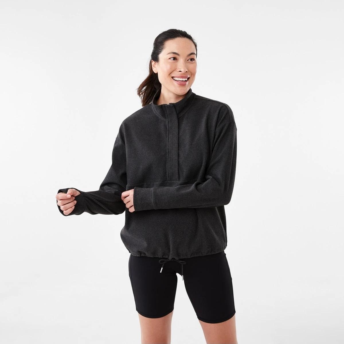 1 Active Womens Half Zip Mid Layer Sweatshirt BLACK, 1 of 7