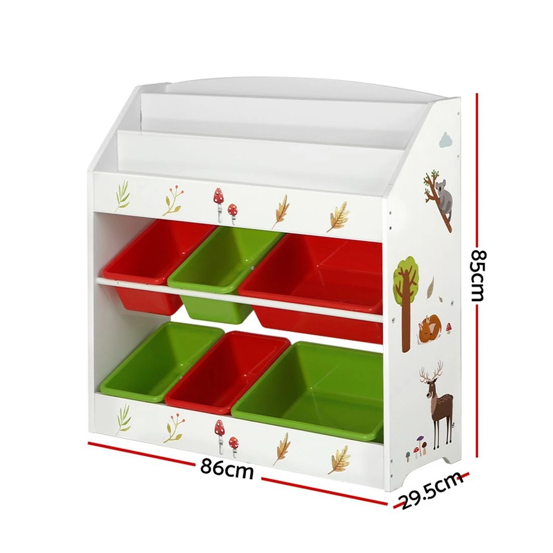 4 Keezi 3 Tiers Kids Bookshelf Storage Children Bookcase Toy Box Organiser Rack 6 Bins - Multi, 4 of 8