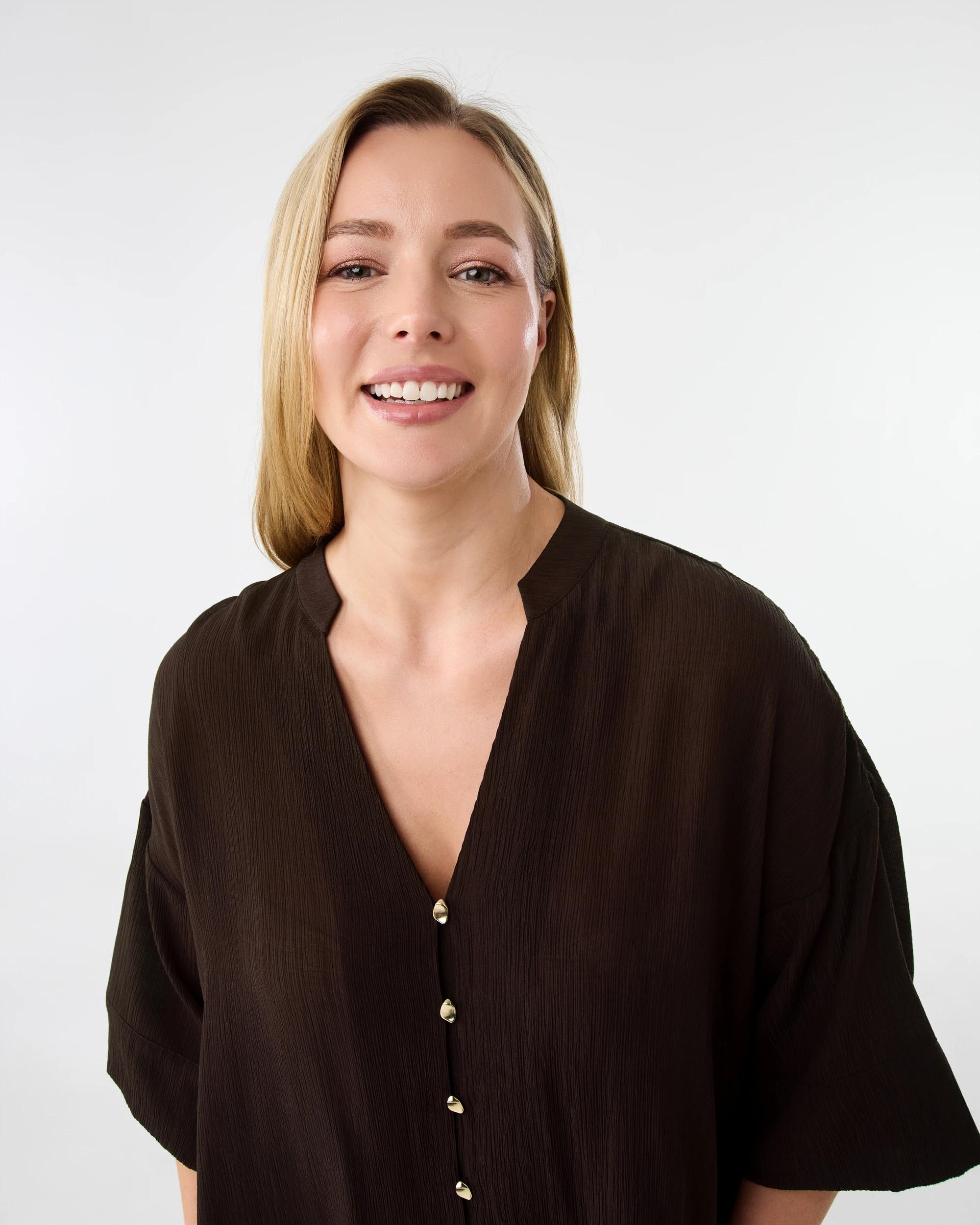 4 Short Sleeve Dolman Button Detail Shirt Melt Brown, 4 of 6