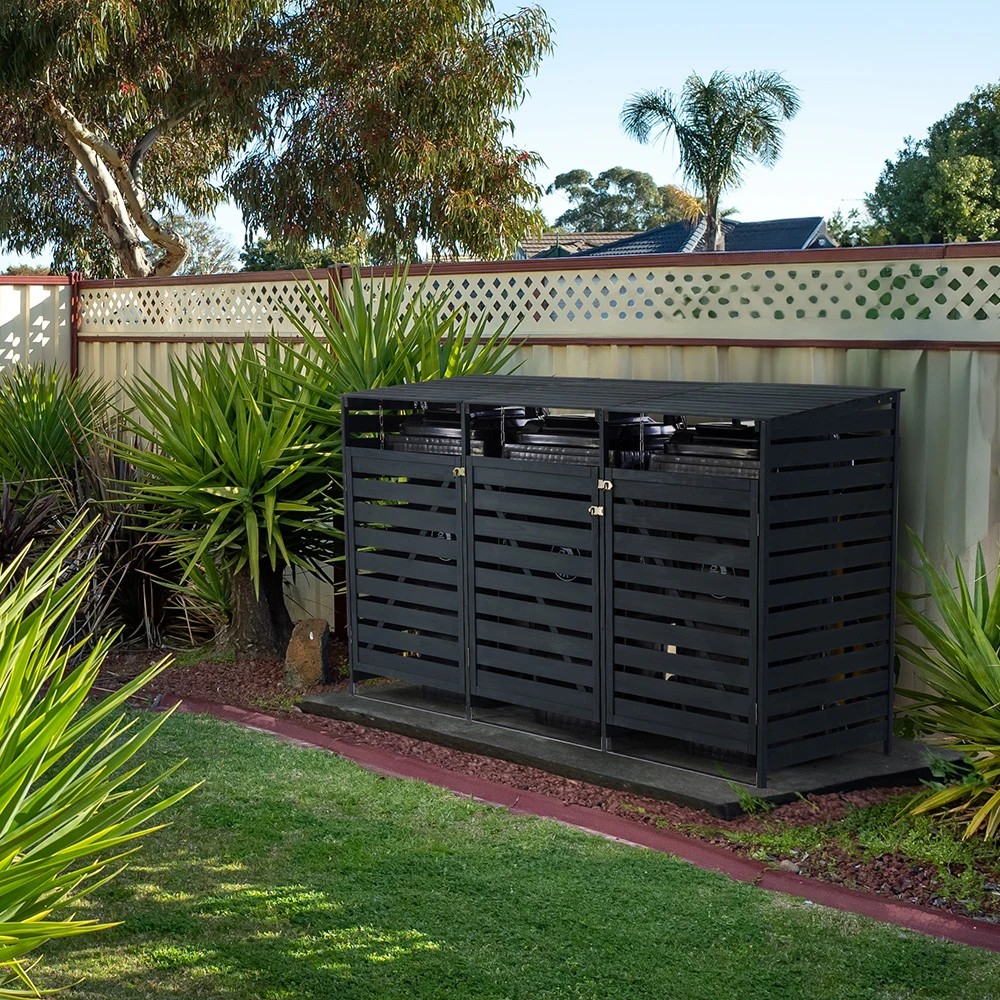 6 PlantCraft Triple Wood Wheelie Bins Storage Shed, 6 of 6