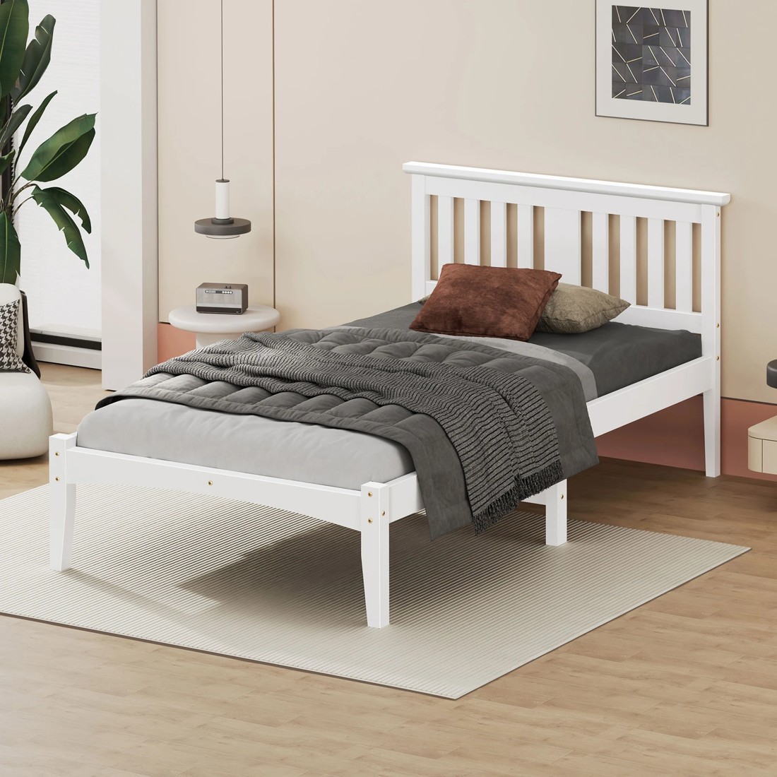 8 Alfordson Bed Frame Wooden Timber King Single Mattress Base Platform Elgin - White, 8 of 10