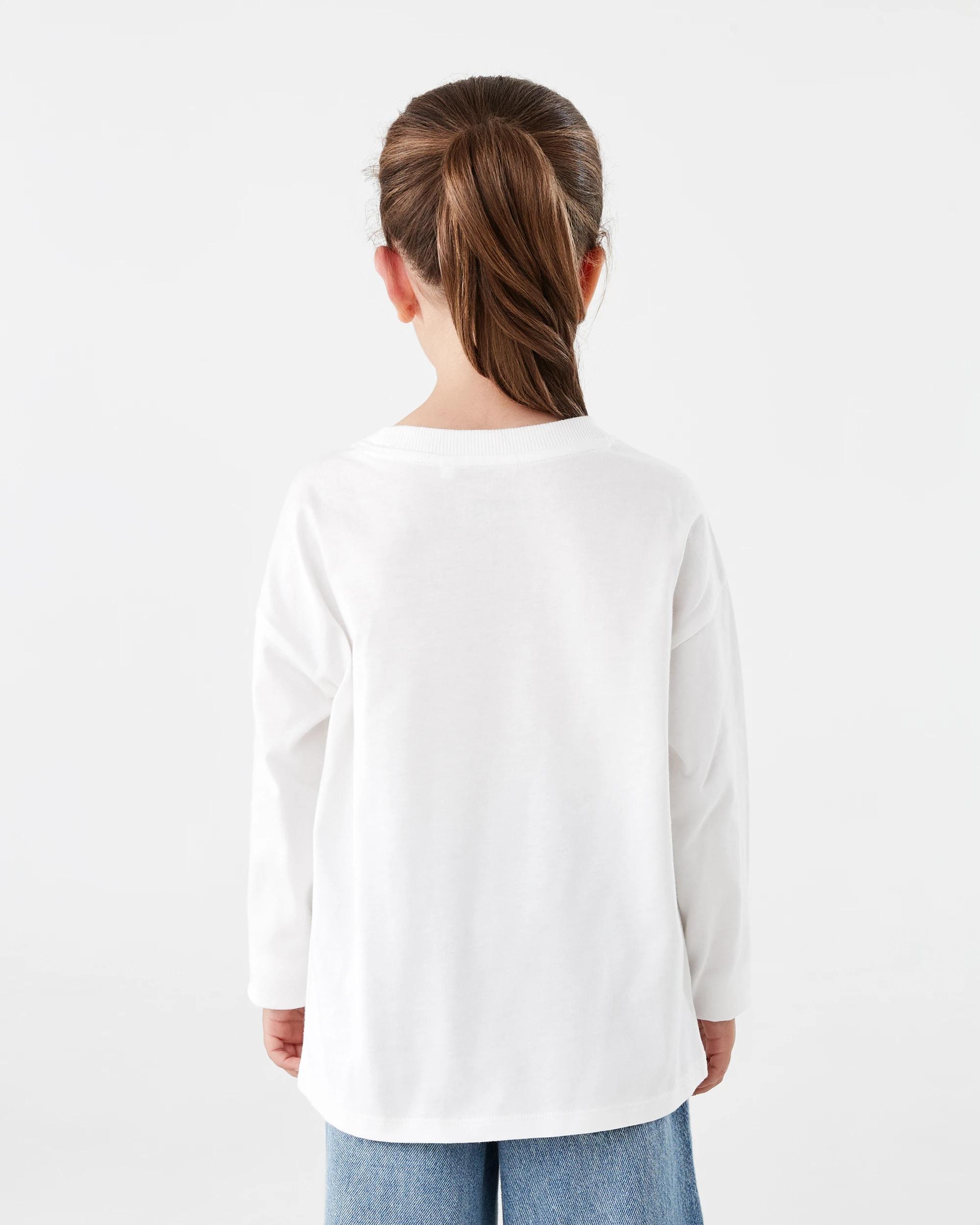 2 Long Sleeve Oversized T-shirt Wht Rainbw, 2 of 8