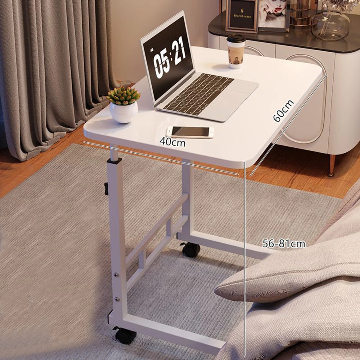 2 Foret Mobile Computer Bedside Study Desk Laptop Stand Adjustable Portable White, 2 of 6