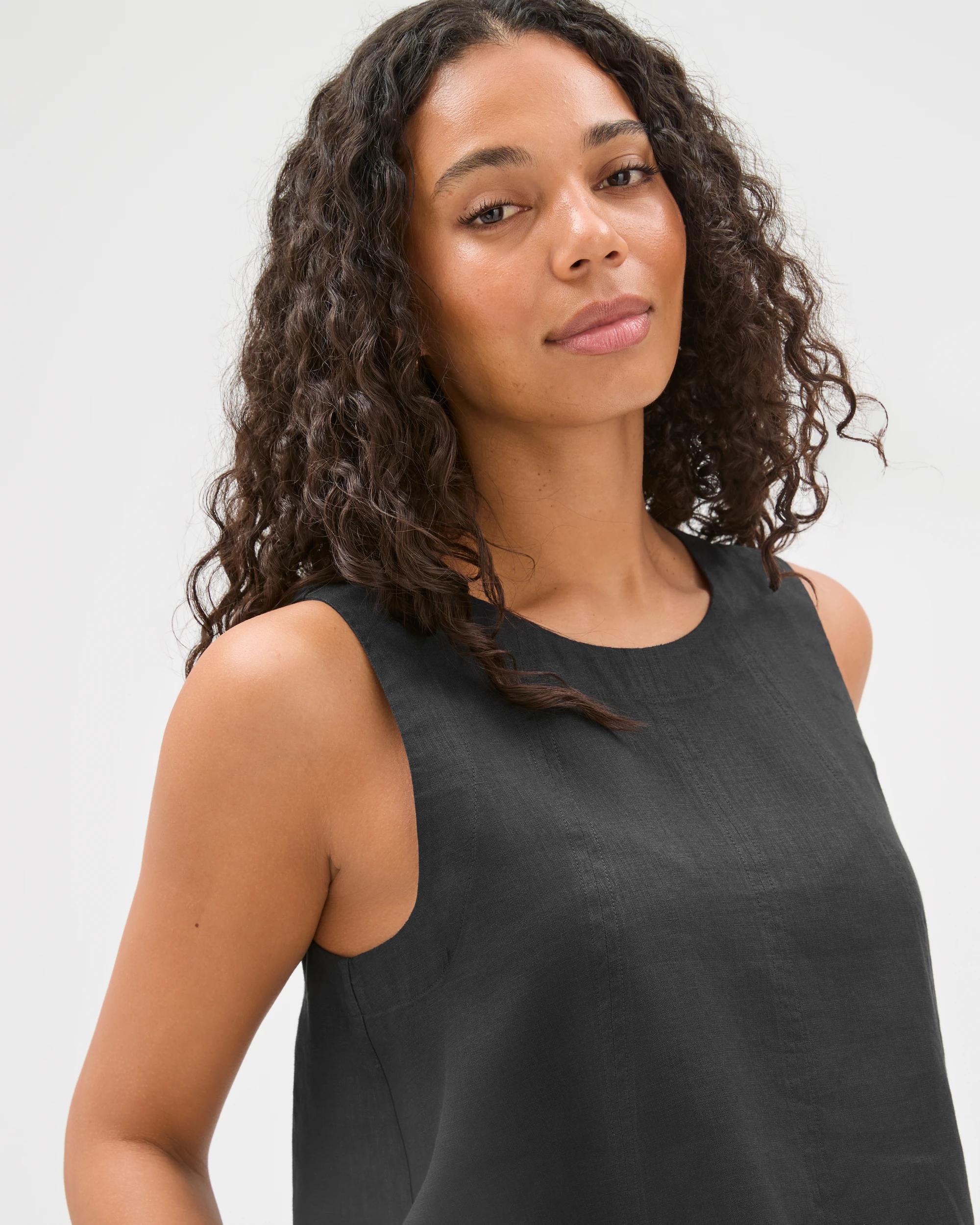 5 Target Woman European Linen Swing Tank Top BLACK, 5 of 7