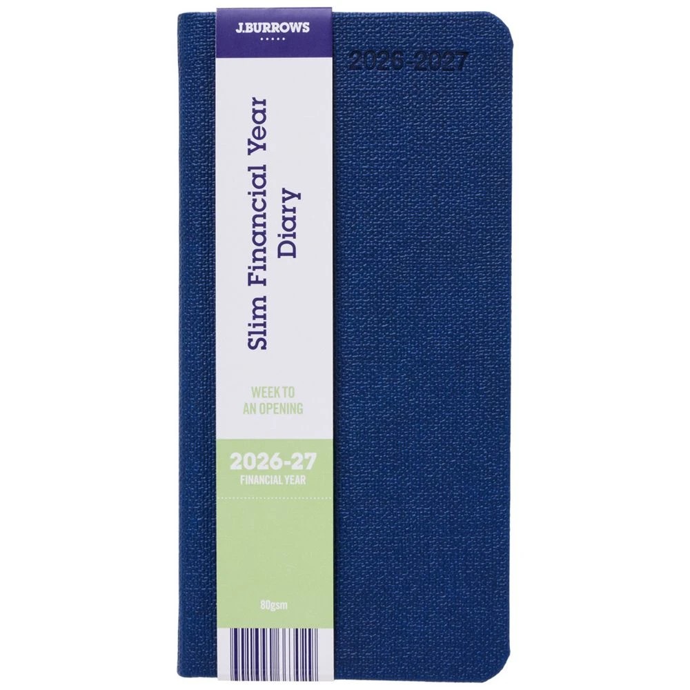 1 J.Burrows Slim Week to View Textured FY26/27 Diary Navy, 1 of 6