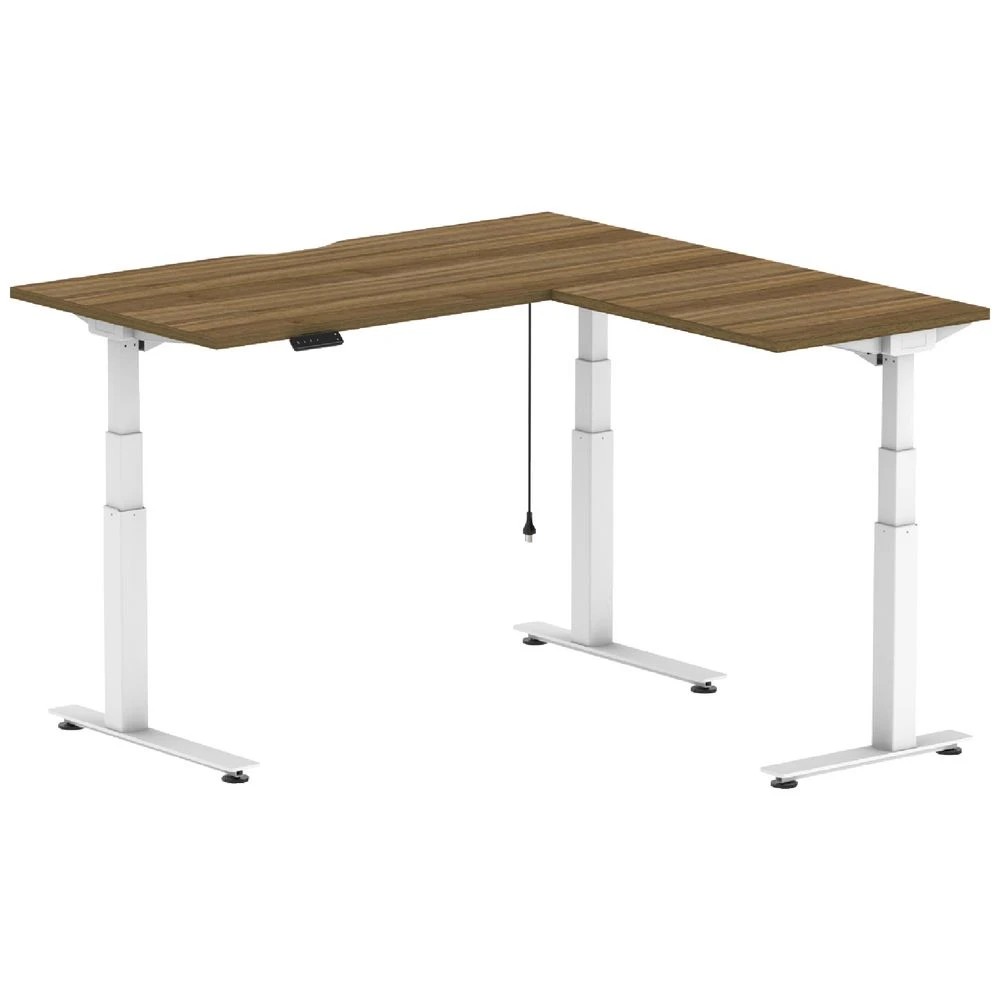 1 Stilford S2 Electric Corner Workstation 1500mm White/Walnut Desks, Tables and Workstations, 1 of 6