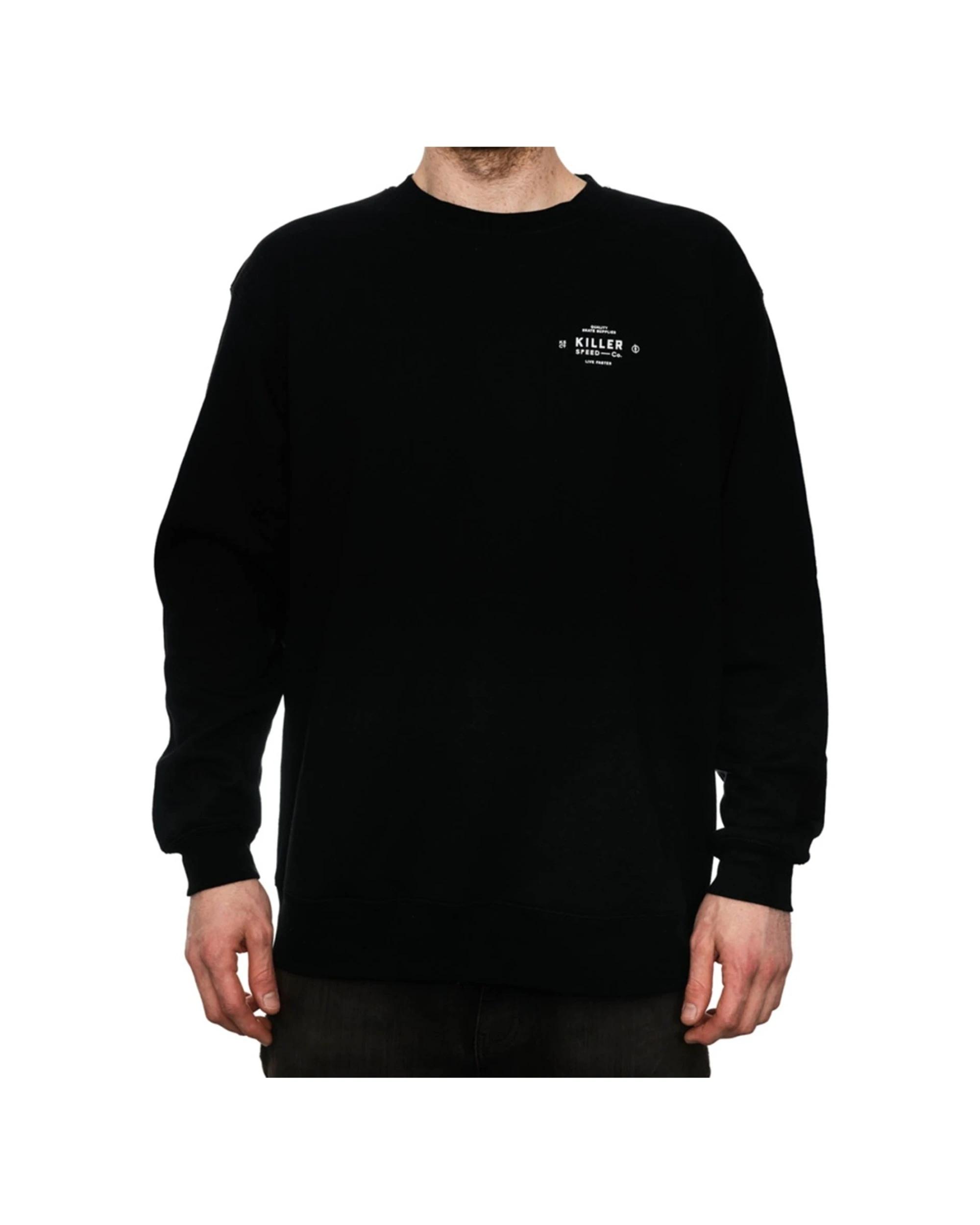 1 Killer Speed Co Mens Lockup Crewneck Cotton Jumper Regular Fit Durable BLACK, 1 of 2