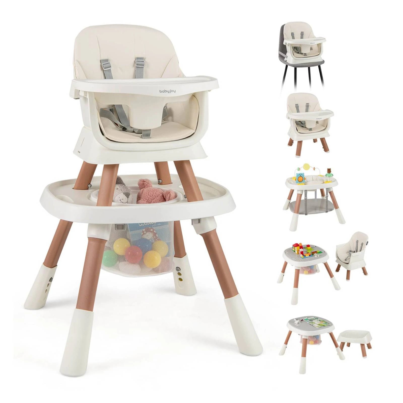 1 Costway 16-in-1 Foldable Baby High Chair White, 1 of 2