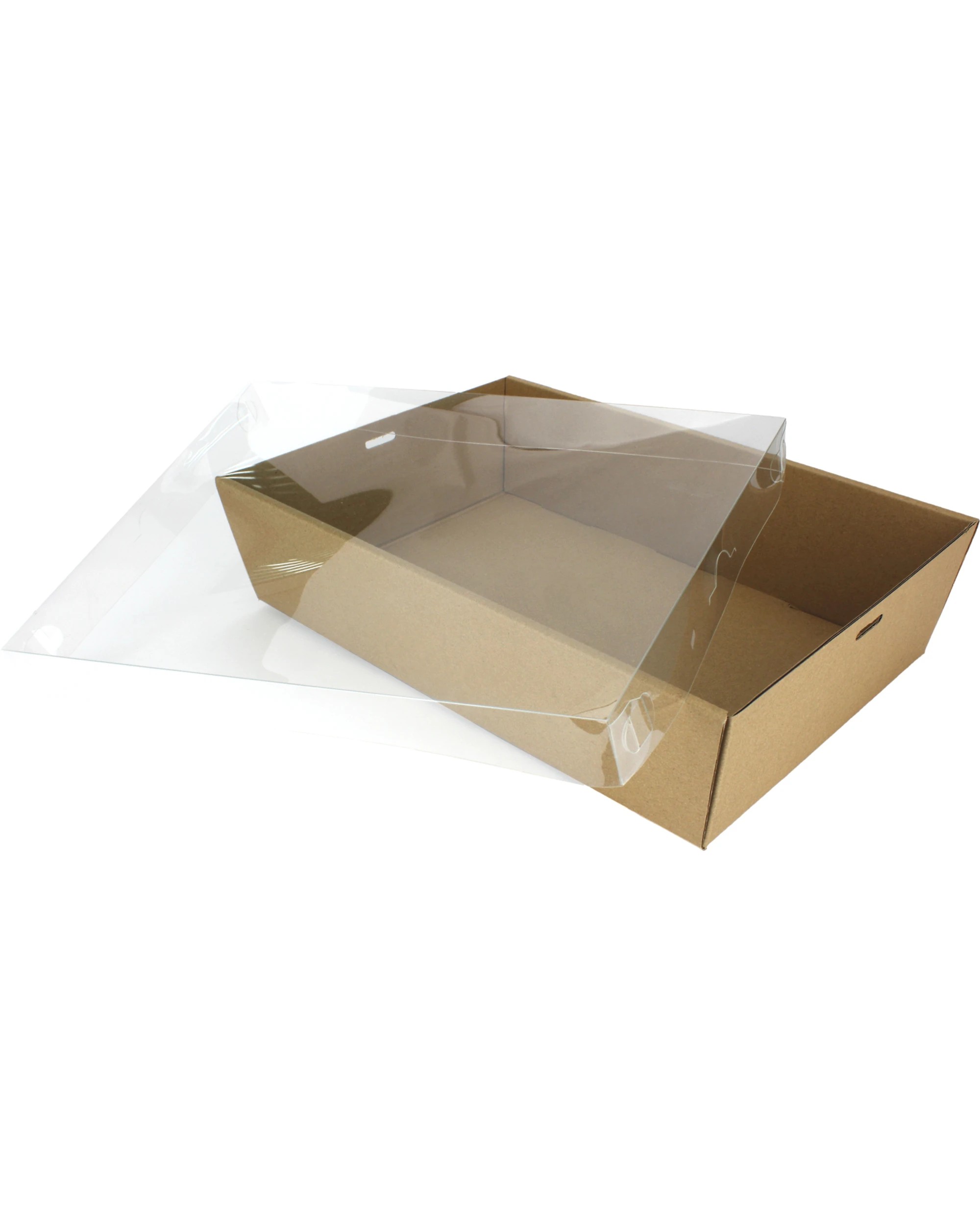 2 Spice Kitchen Kraft Grazing Box with Clear Plastic Lid 30.5cm x 20.5cm x 8cm - Brown, 2 of 4