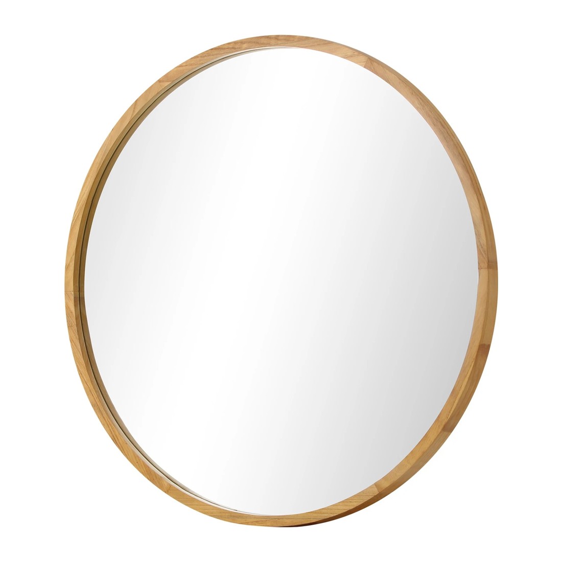 1 Oikiture 60cm Wall Mirrors Round Makeup Mirror Home Decor Wooden Dining Room
 - Natural, 1 of 9