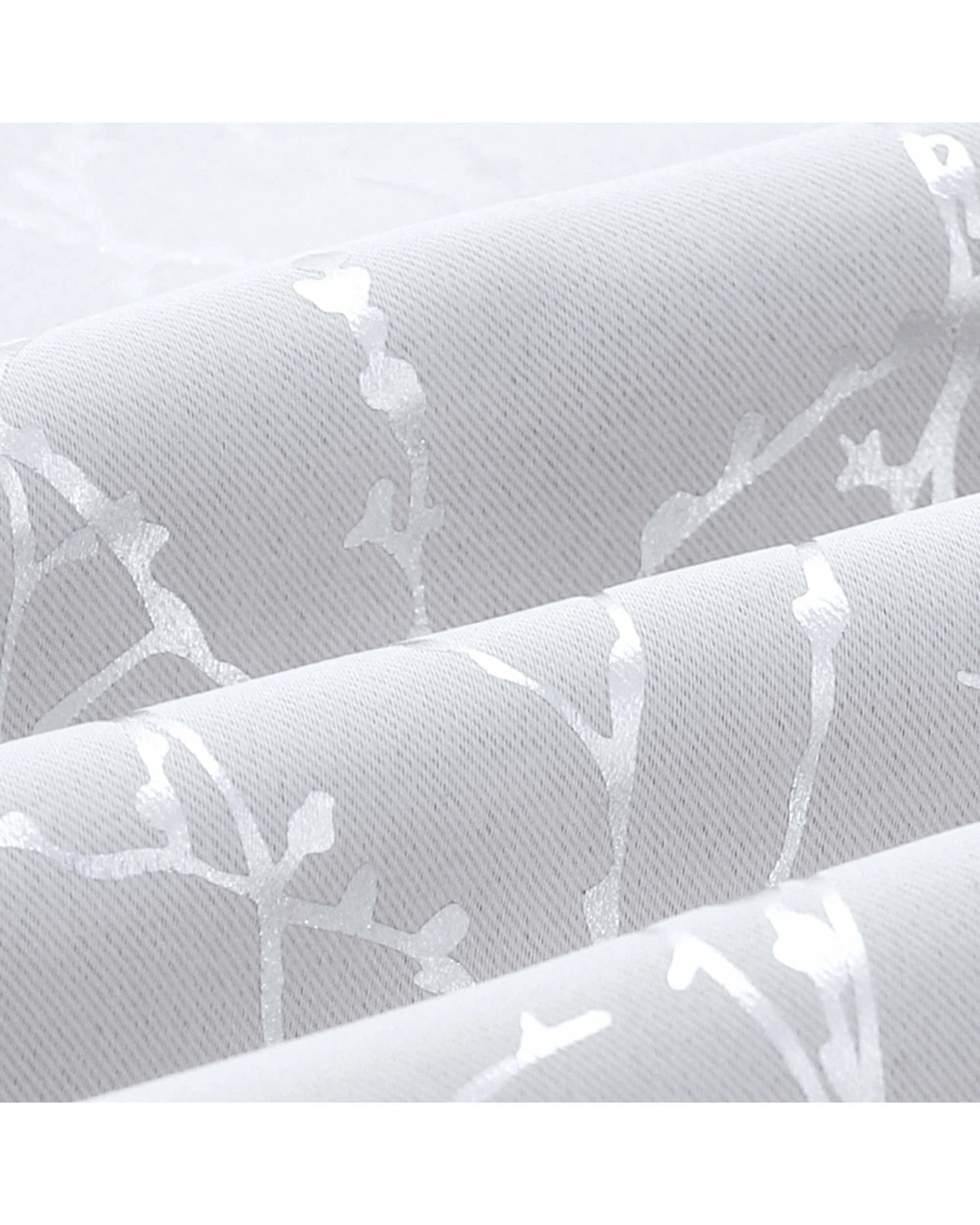 3 Smarcute Blockout Foil Print Twig Tree Grommet Curtain - 2X 132x160cm - Silver, 3 of 4